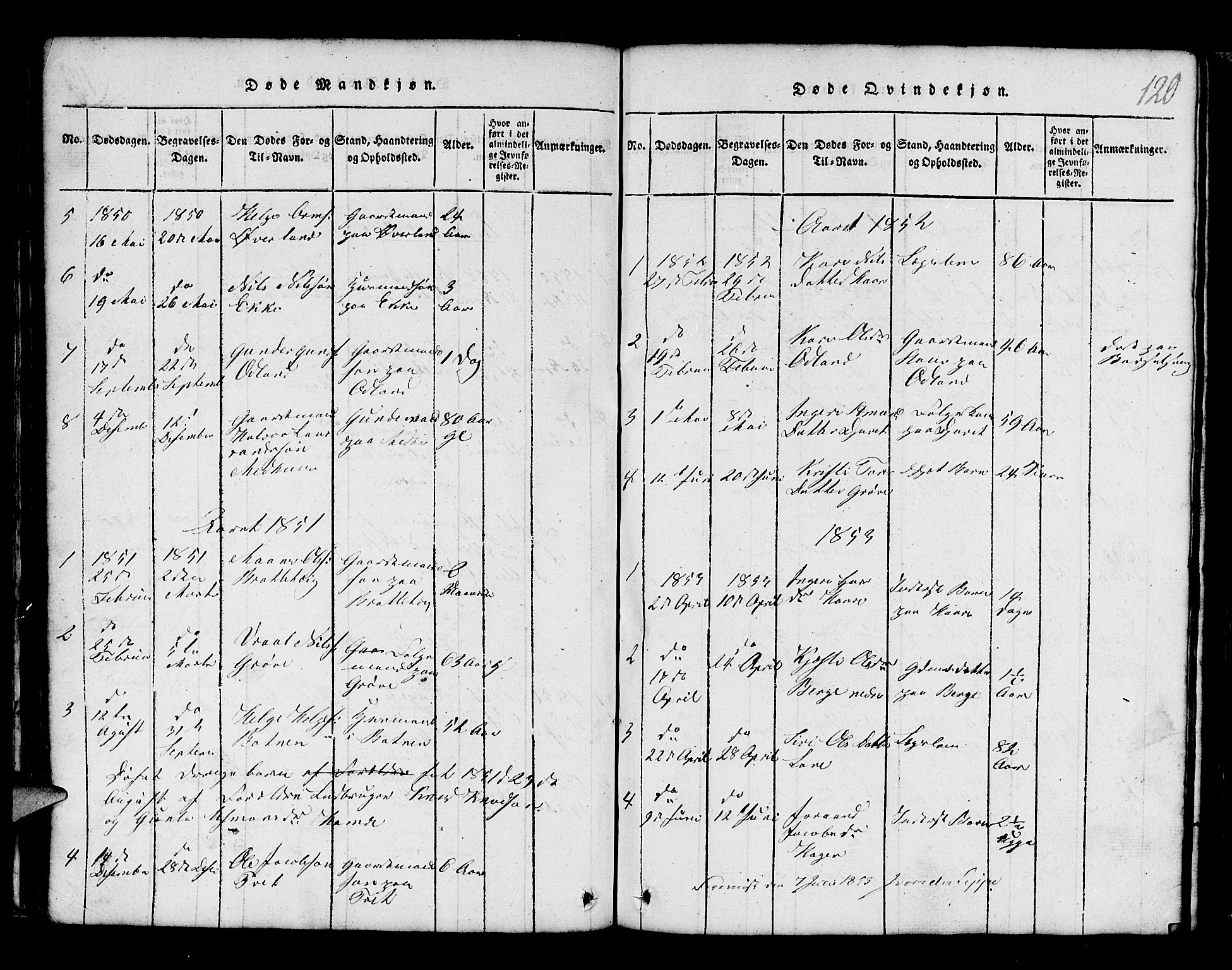 Røldal sokneprestembete, SAB/A-100247: Parish register (copy) no. A 1, 1817-1860, p. 120
