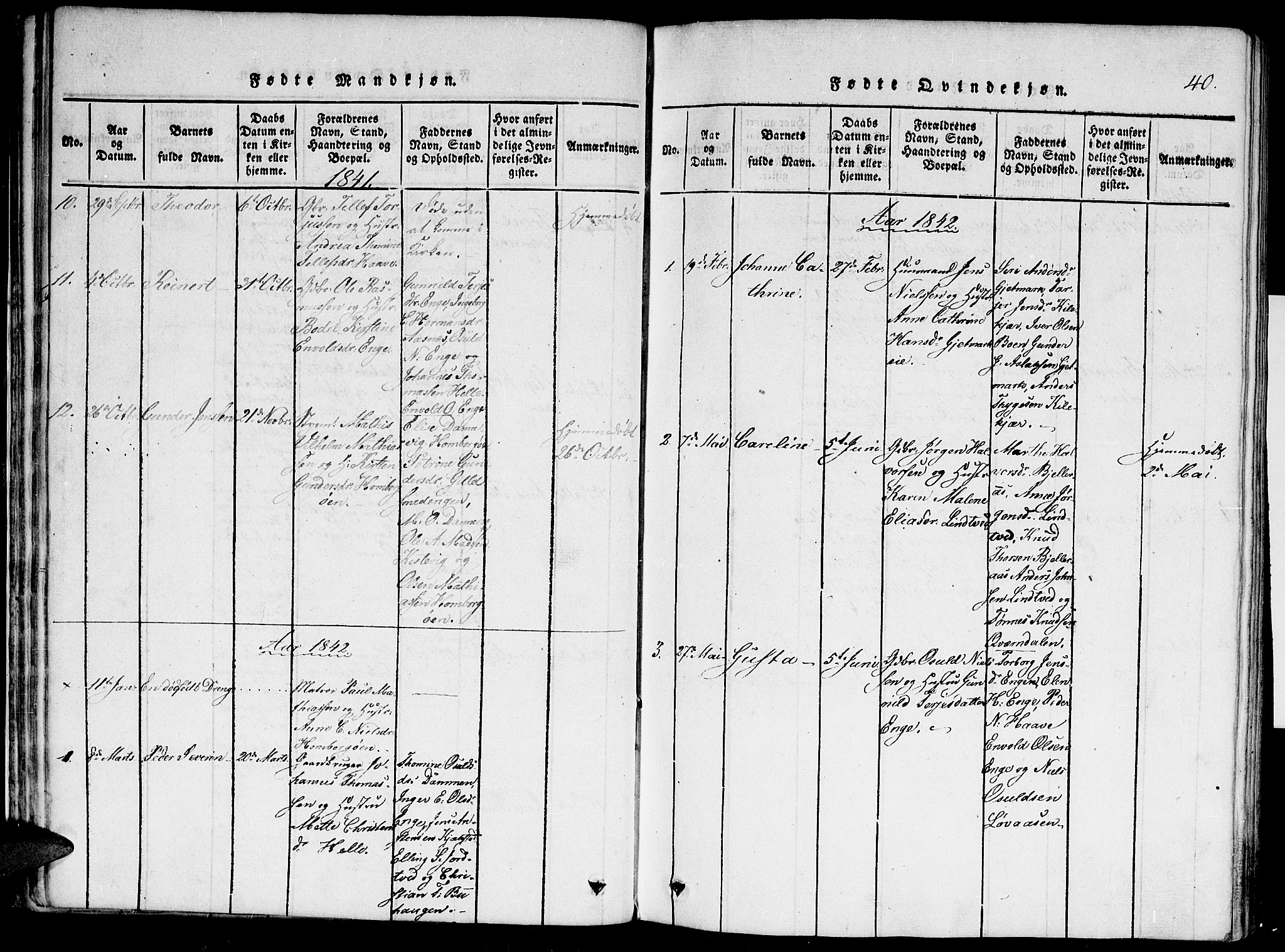 Hommedal sokneprestkontor, AV/SAK-1111-0023/F/Fa/Faa/L0001: Parish register (official) no. A 1, 1816-1860, p. 40