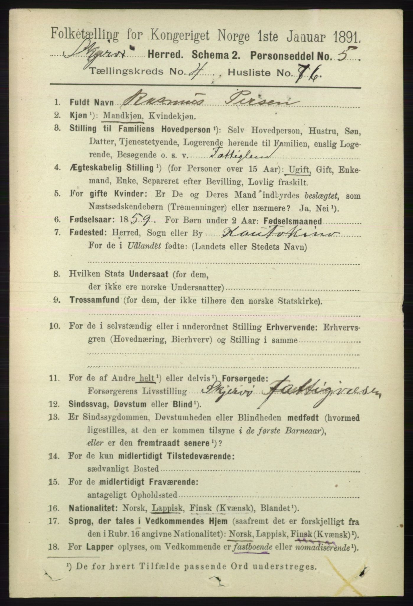 RA, 1891 census for 1941 Skjervøy, 1891, p. 2869