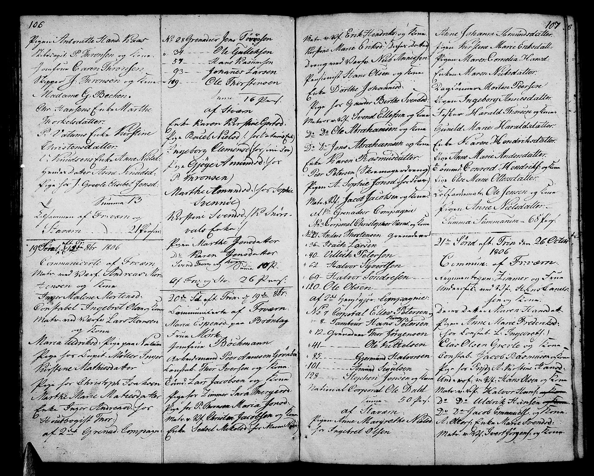 Stavern kirkebøker, AV/SAKO-A-318/F/Fa/L0005: Parish register (official) no. 5, 1800-1816, p. 106-107