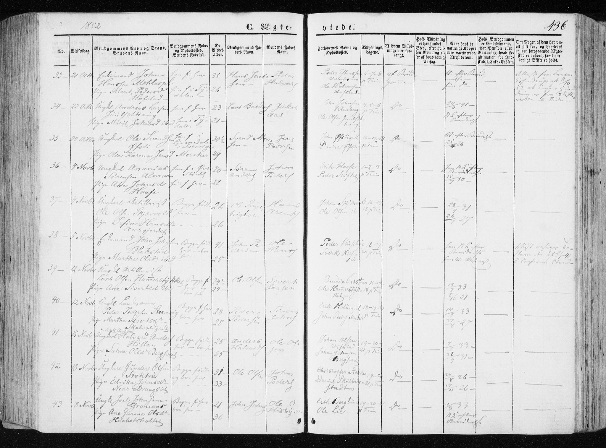 Ministerialprotokoller, klokkerbøker og fødselsregistre - Nord-Trøndelag, AV/SAT-A-1458/709/L0074: Parish register (official) no. 709A14, 1845-1858, p. 436