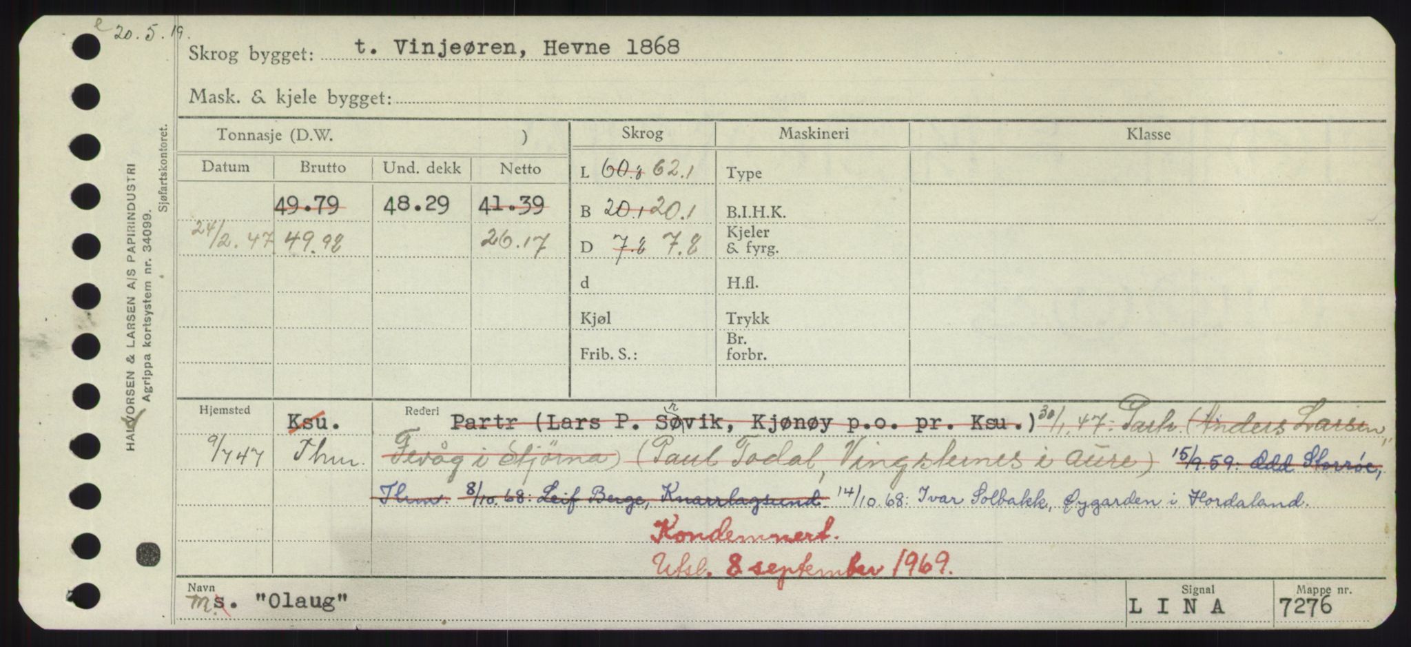 Sjøfartsdirektoratet med forløpere, Skipsmålingen, RA/S-1627/H/Hd/L0028: Fartøy, O, p. 181