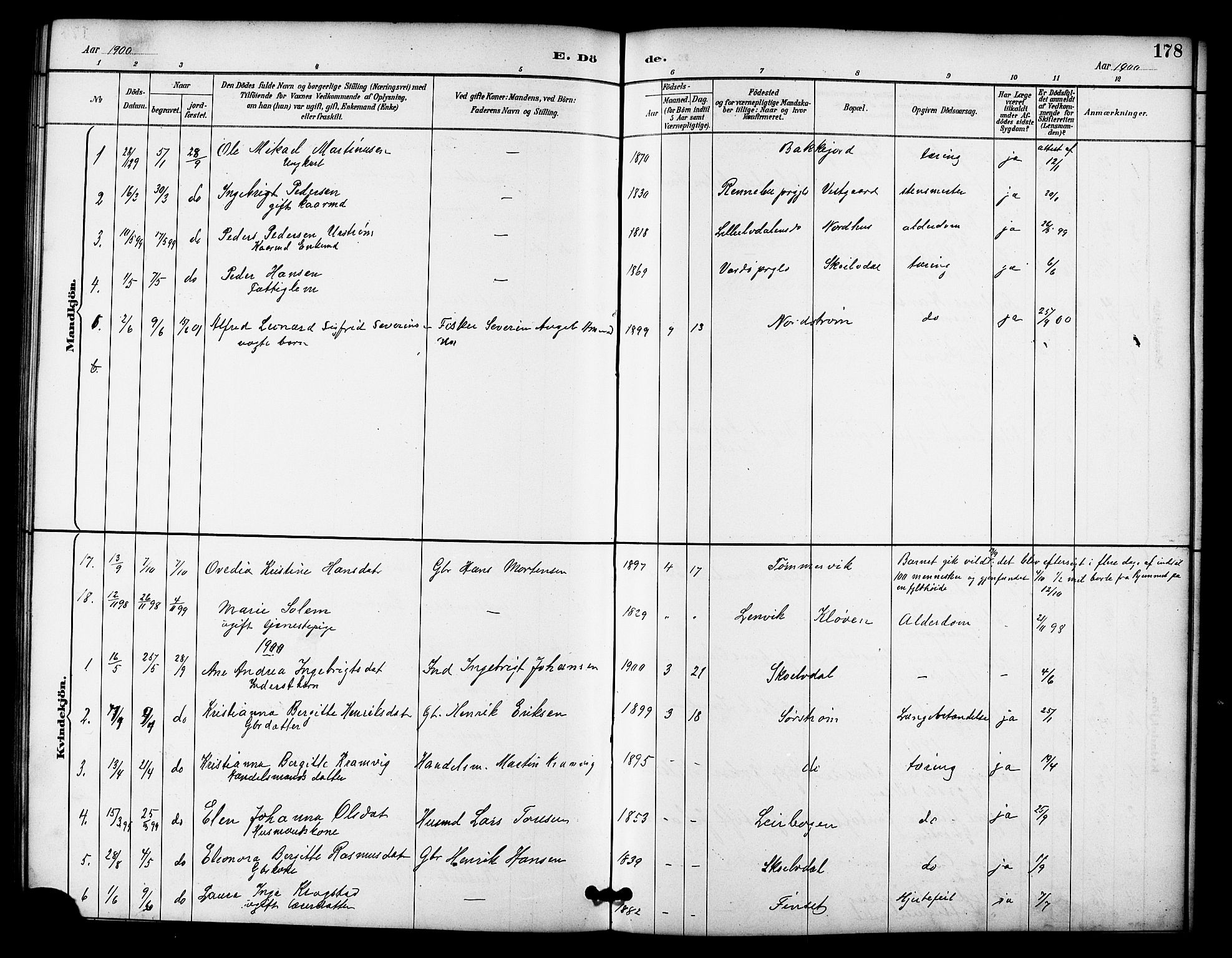 Tranøy sokneprestkontor, SATØ/S-1313/I/Ia/Iab/L0022klokker: Parish register (copy) no. 22, 1887-1912, p. 178