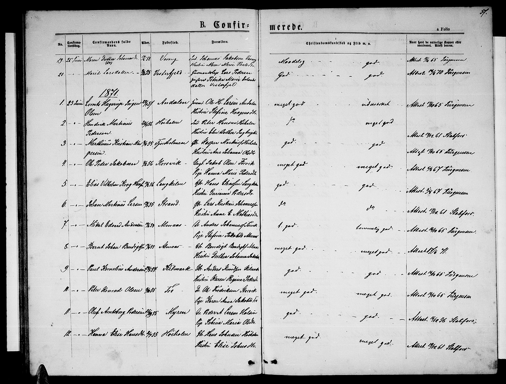 Ministerialprotokoller, klokkerbøker og fødselsregistre - Nordland, SAT/A-1459/819/L0276: Parish register (copy) no. 819C02, 1869-1887, p. 57