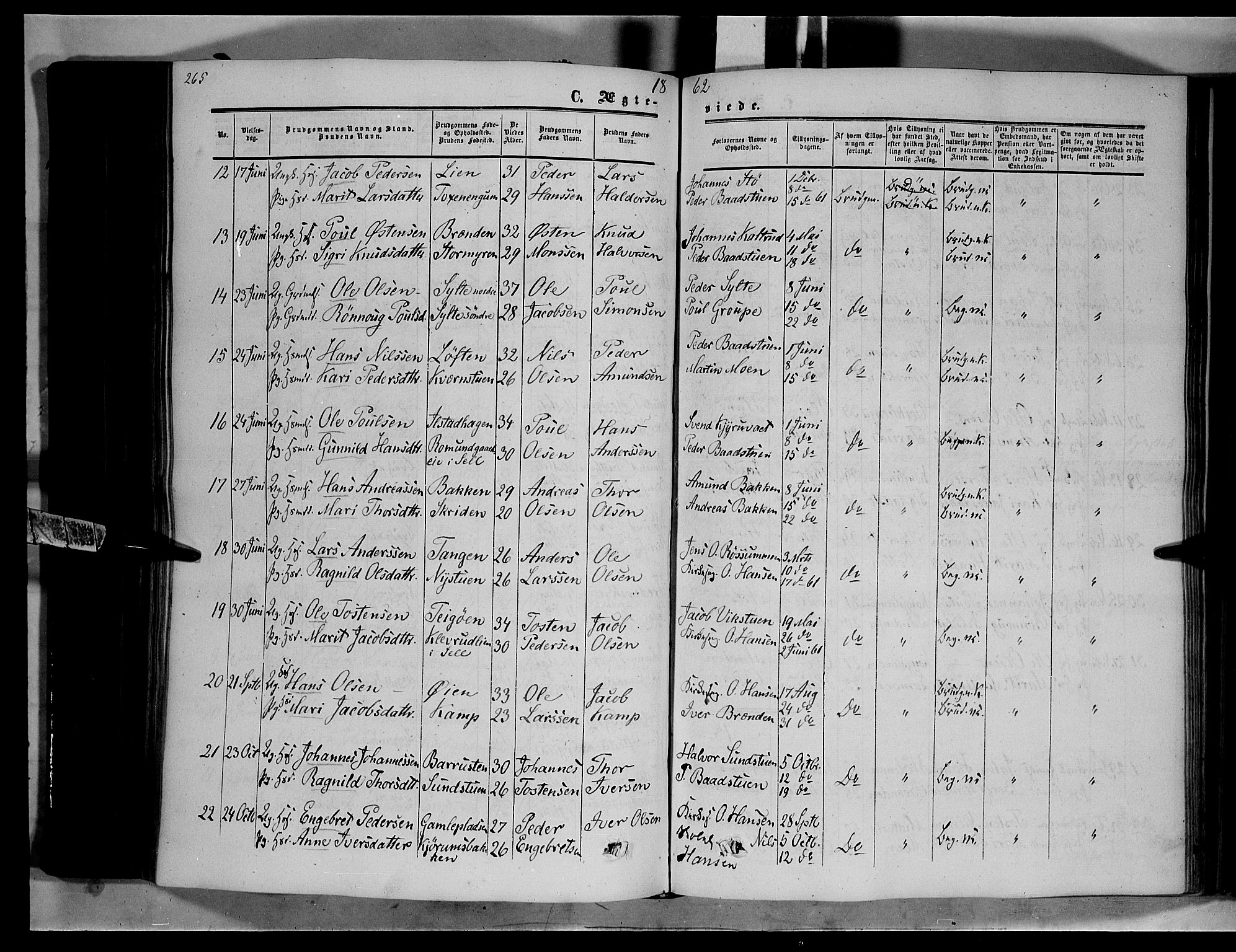 Nord-Fron prestekontor, SAH/PREST-080/H/Ha/Haa/L0001: Parish register (official) no. 1, 1851-1864, p. 265
