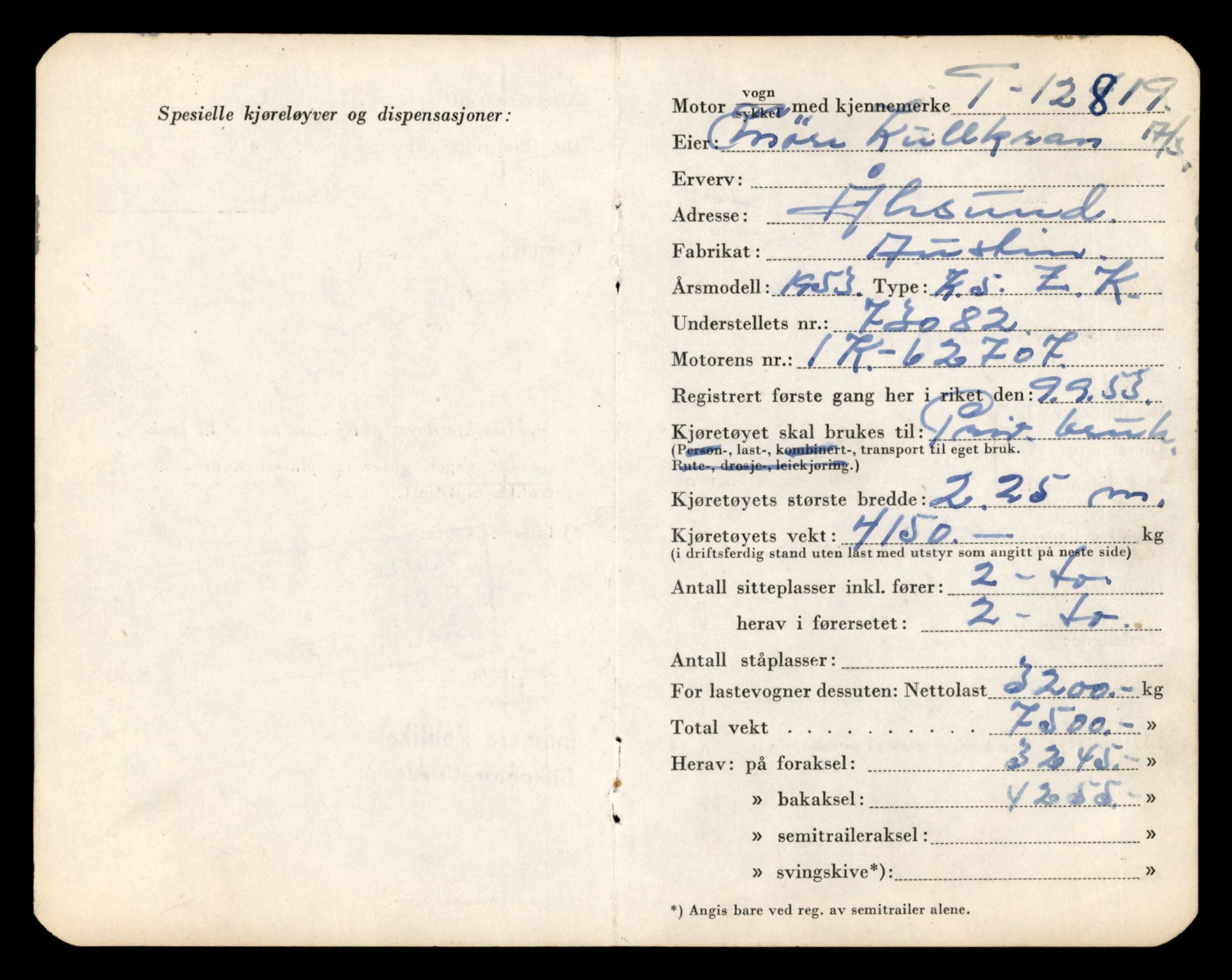 Møre og Romsdal vegkontor - Ålesund trafikkstasjon, AV/SAT-A-4099/F/Fe/L0035: Registreringskort for kjøretøy T 12653 - T 12829, 1927-1998, p. 3236