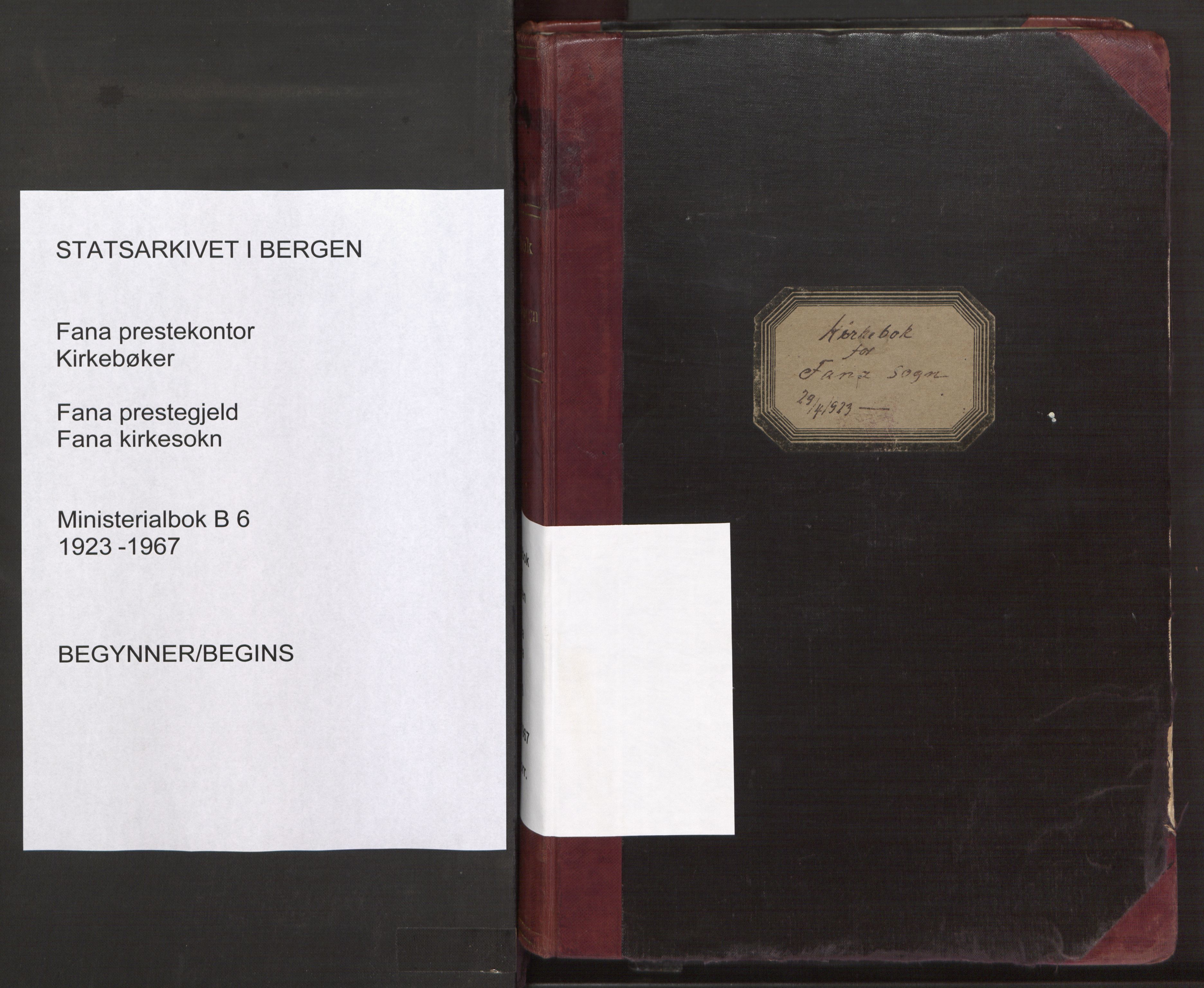 Fana Sokneprestembete, SAB/A-75101/H/Haa/Haab/L0006: Parish register (official) no. B 6, 1923-1967