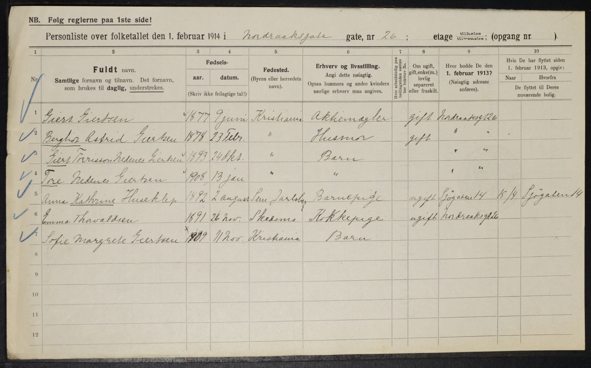 OBA, Municipal Census 1914 for Kristiania, 1914, p. 73454