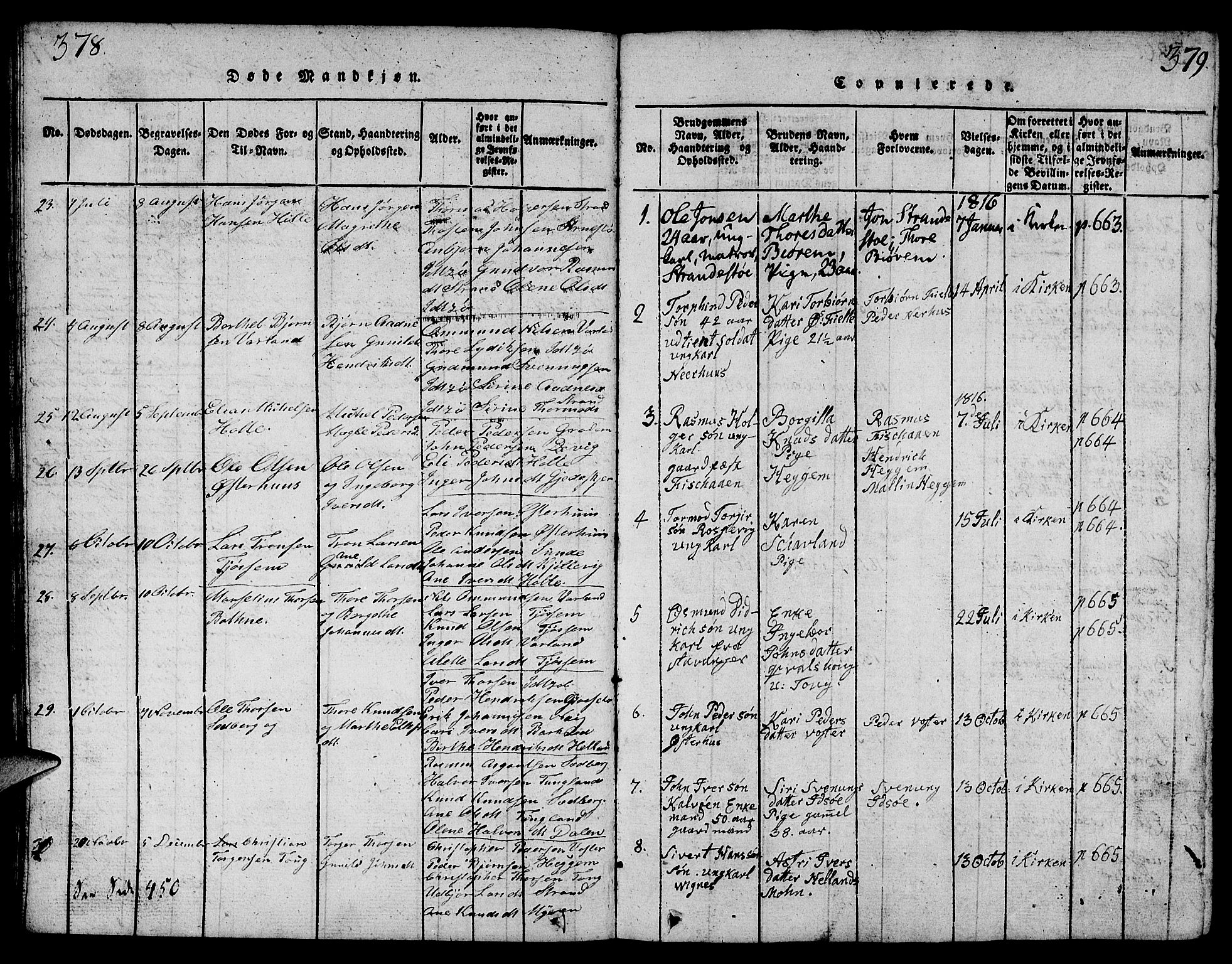 Strand sokneprestkontor, AV/SAST-A-101828/H/Ha/Hab/L0001: Parish register (copy) no. B 1, 1816-1854, p. 378-379