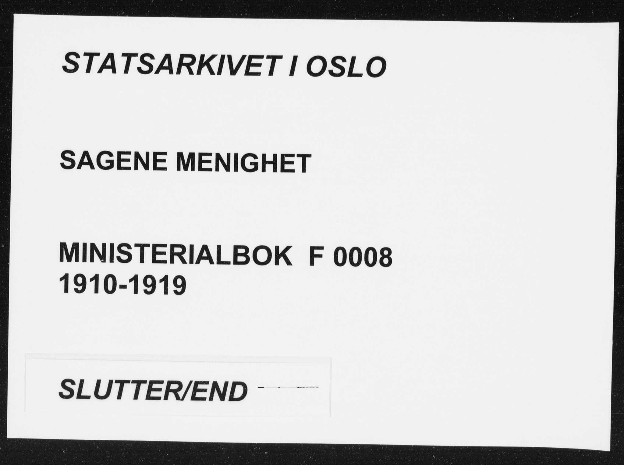 Sagene prestekontor Kirkebøker, AV/SAO-A-10796/F/L0008: Parish register (official) no. 8, 1910-1919