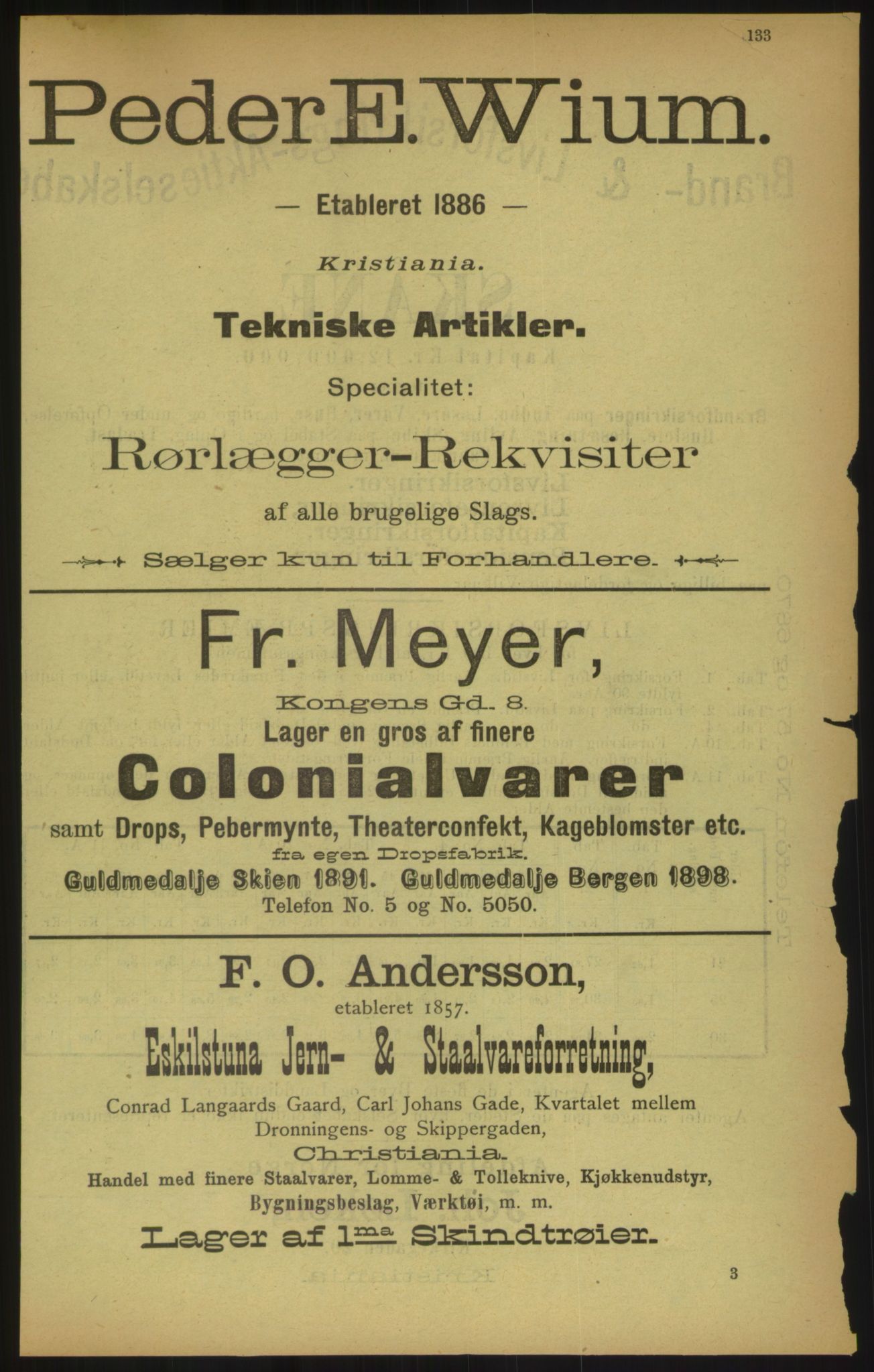 Kristiania/Oslo adressebok, PUBL/-, 1900, p. 133