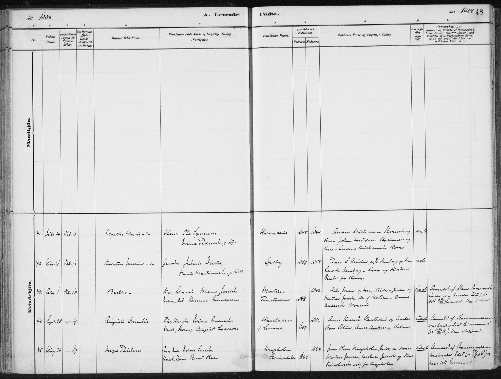 Romedal prestekontor, SAH/PREST-004/K/L0010: Parish register (official) no. 10, 1880-1895, p. 48