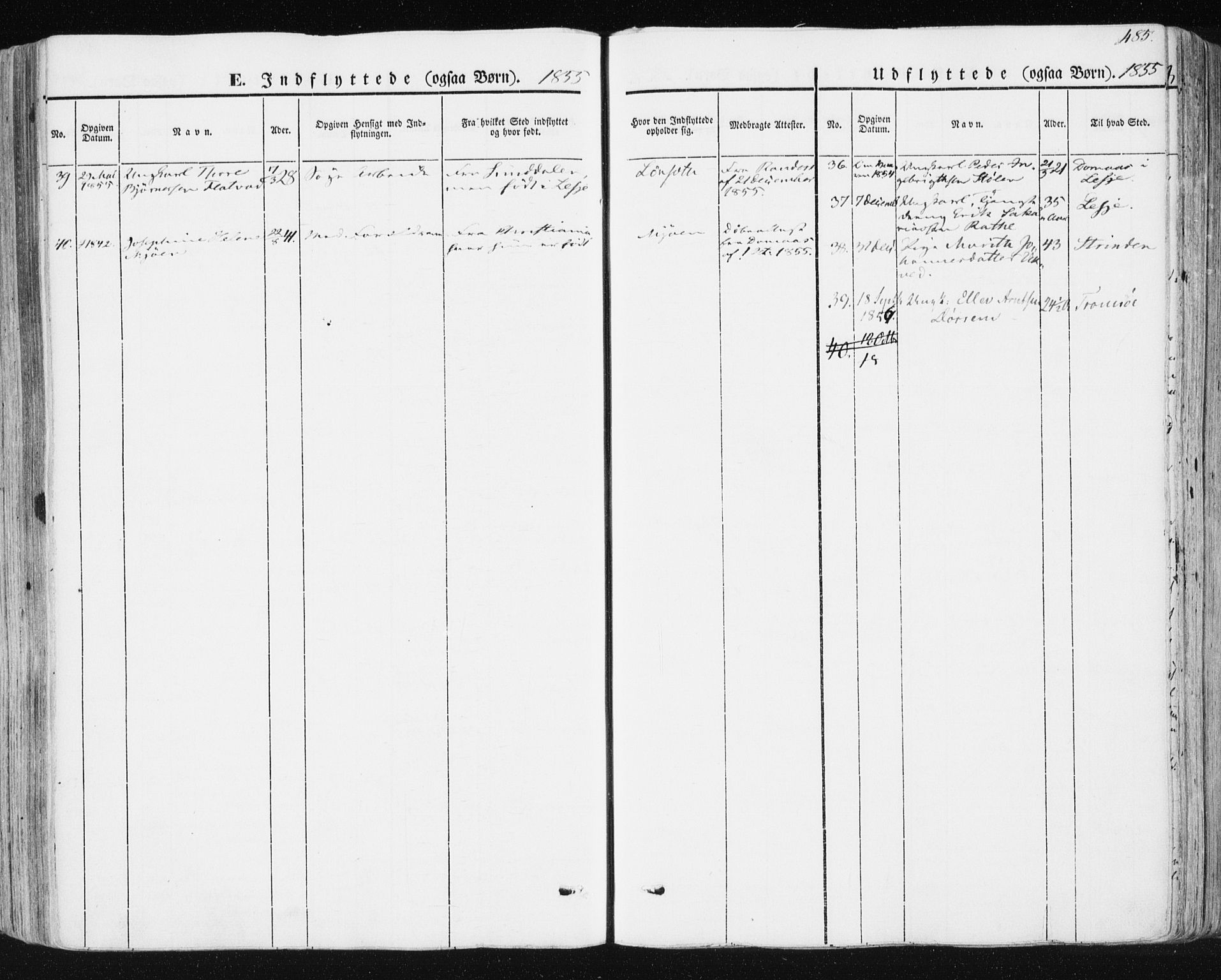 Ministerialprotokoller, klokkerbøker og fødselsregistre - Sør-Trøndelag, SAT/A-1456/678/L0899: Parish register (official) no. 678A08, 1848-1872, p. 485