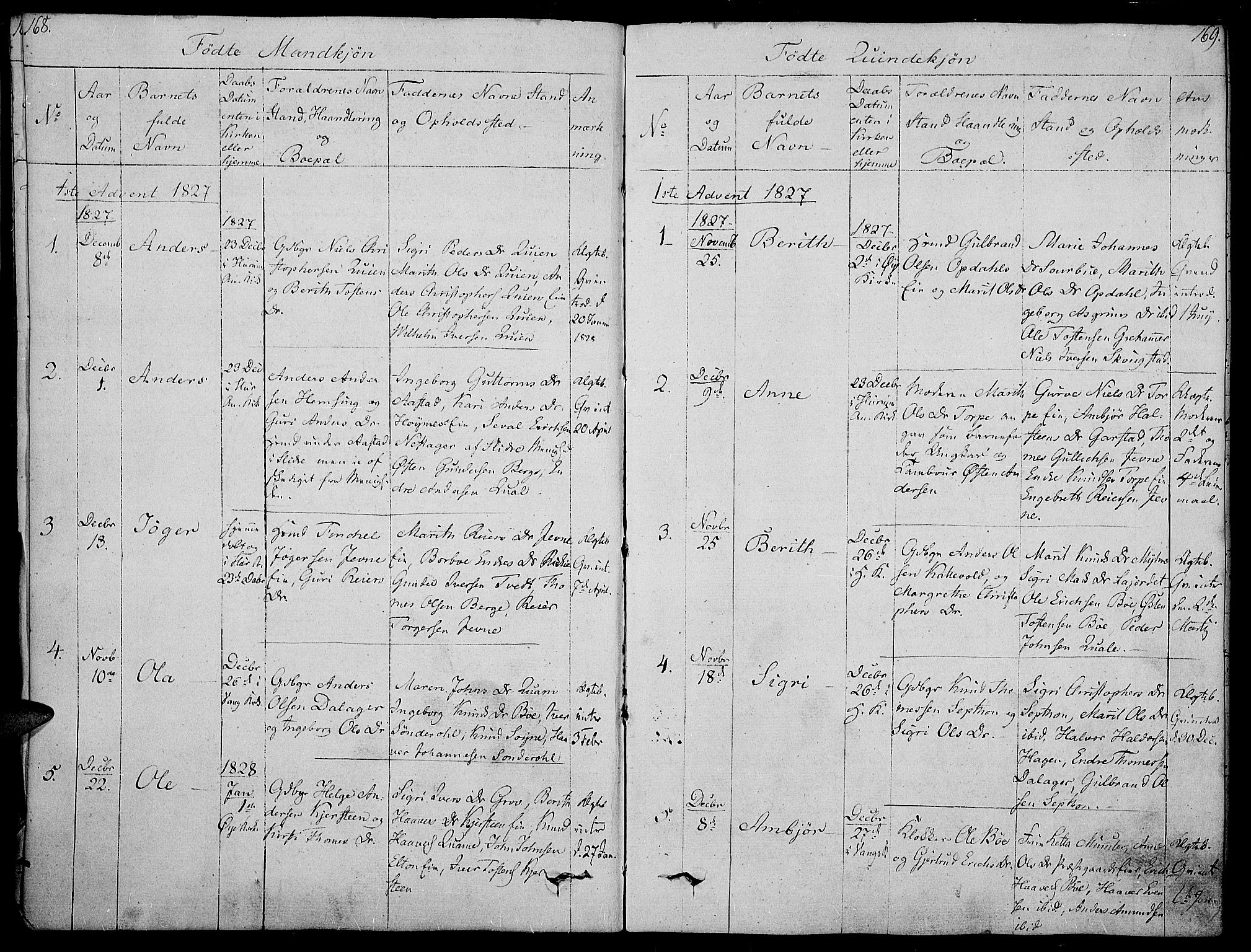 Vang prestekontor, Valdres, SAH/PREST-140/H/Ha/L0003: Parish register (official) no. 3, 1809-1831, p. 168-169