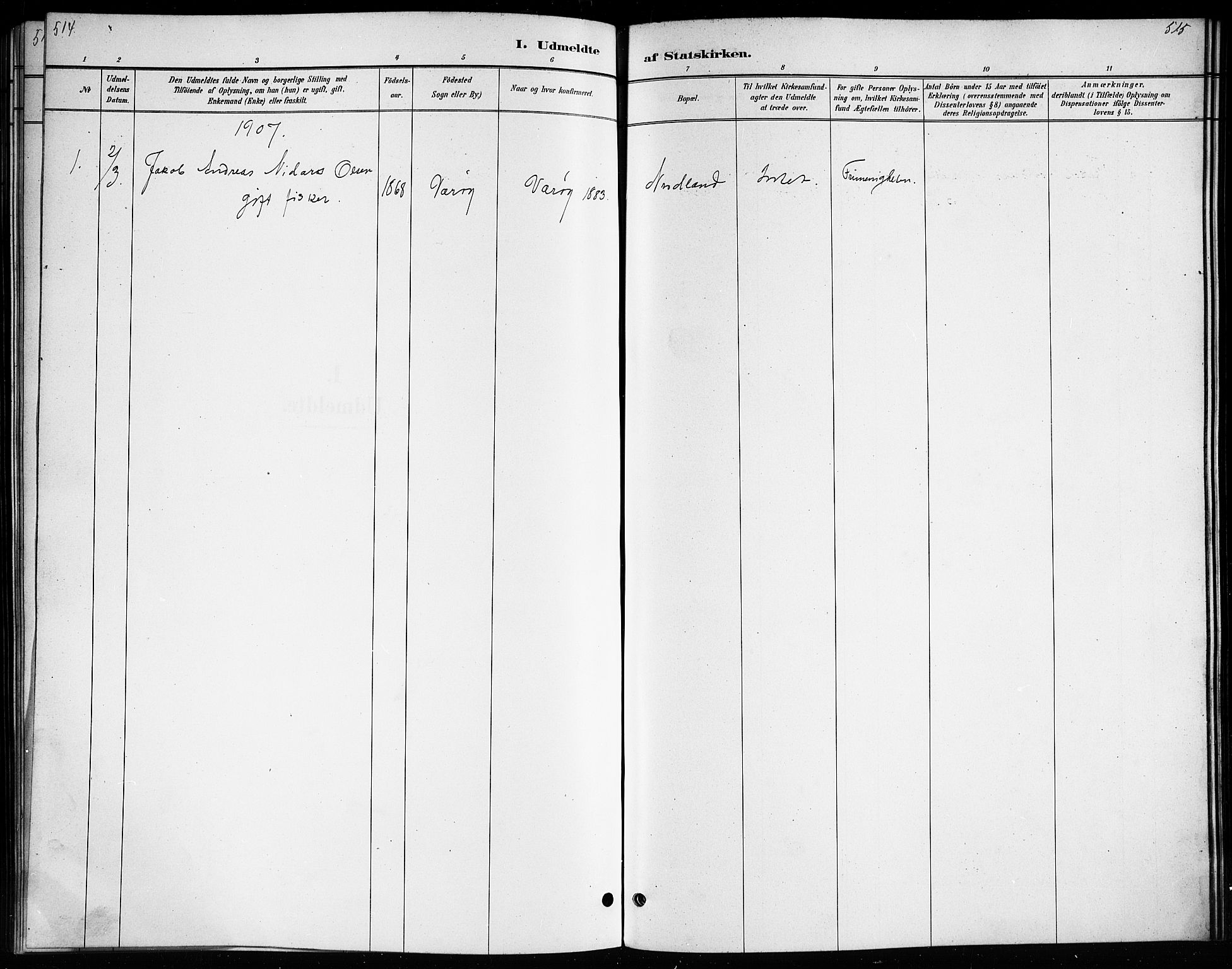 Ministerialprotokoller, klokkerbøker og fødselsregistre - Nordland, AV/SAT-A-1459/807/L0123: Parish register (copy) no. 807C01, 1884-1910, p. 514-515