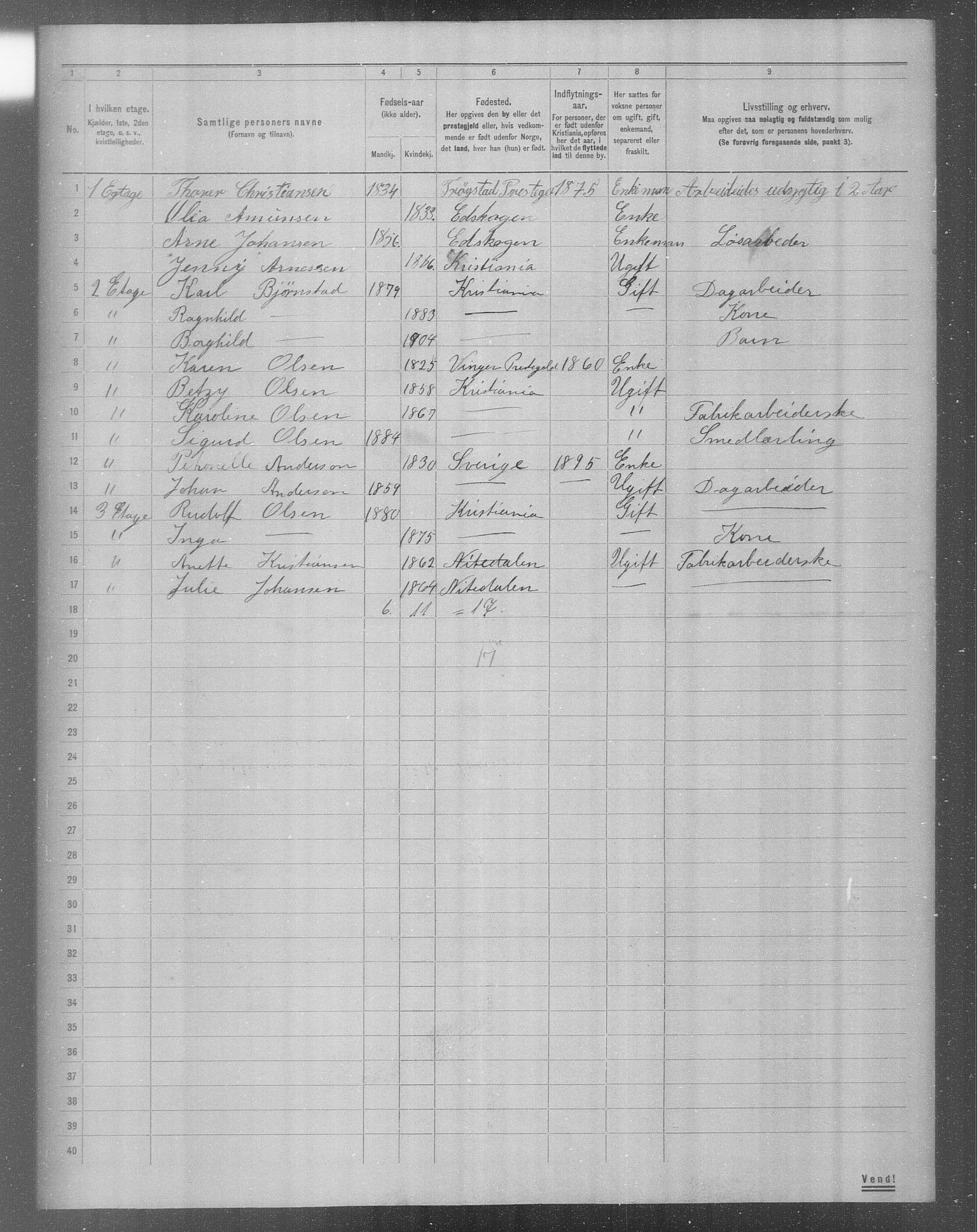 OBA, Municipal Census 1904 for Kristiania, 1904, p. 14564