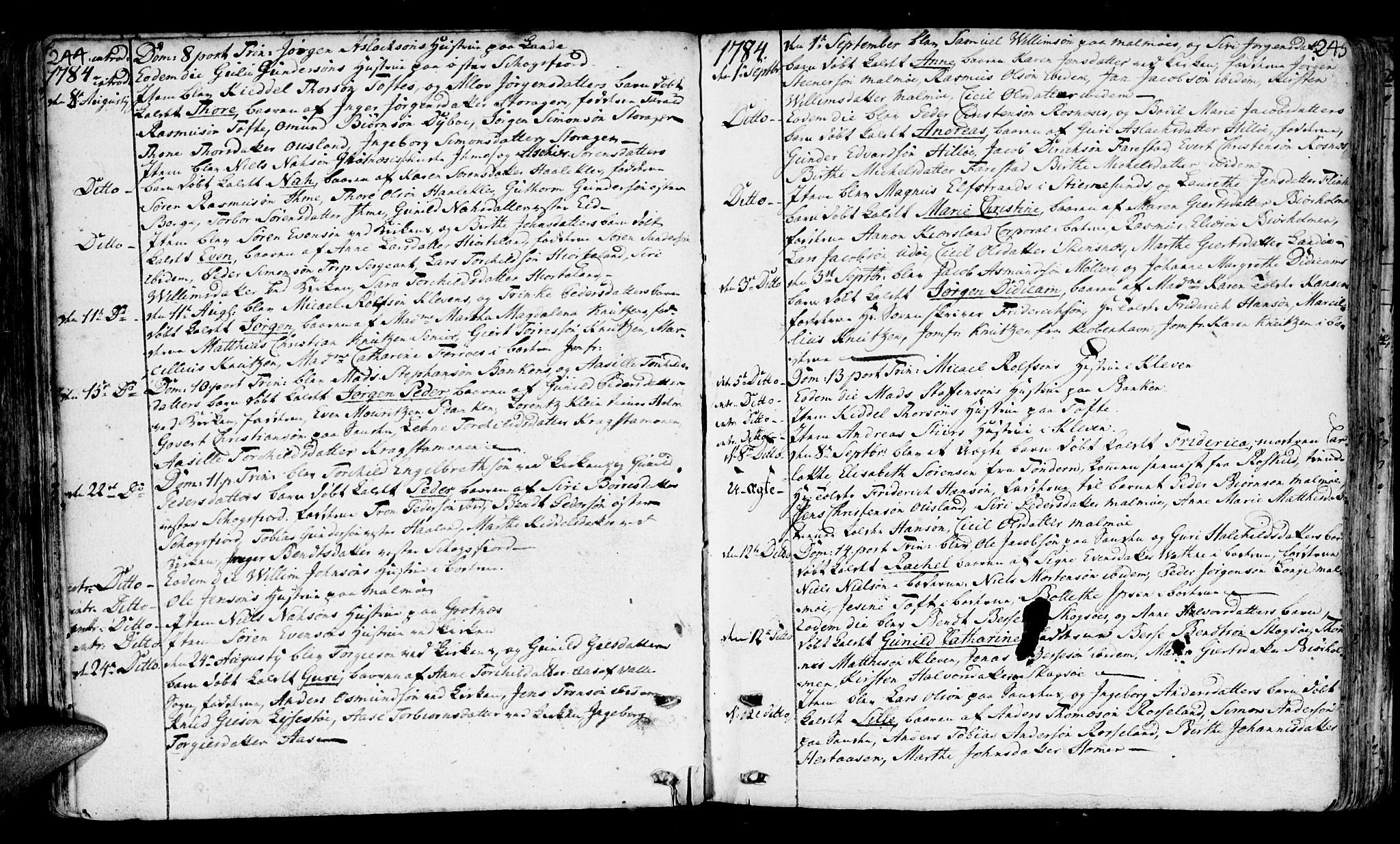 Mandal sokneprestkontor, AV/SAK-1111-0030/F/Fa/Faa/L0003: Parish register (official) no. A 3, 1748-1794, p. 244-245