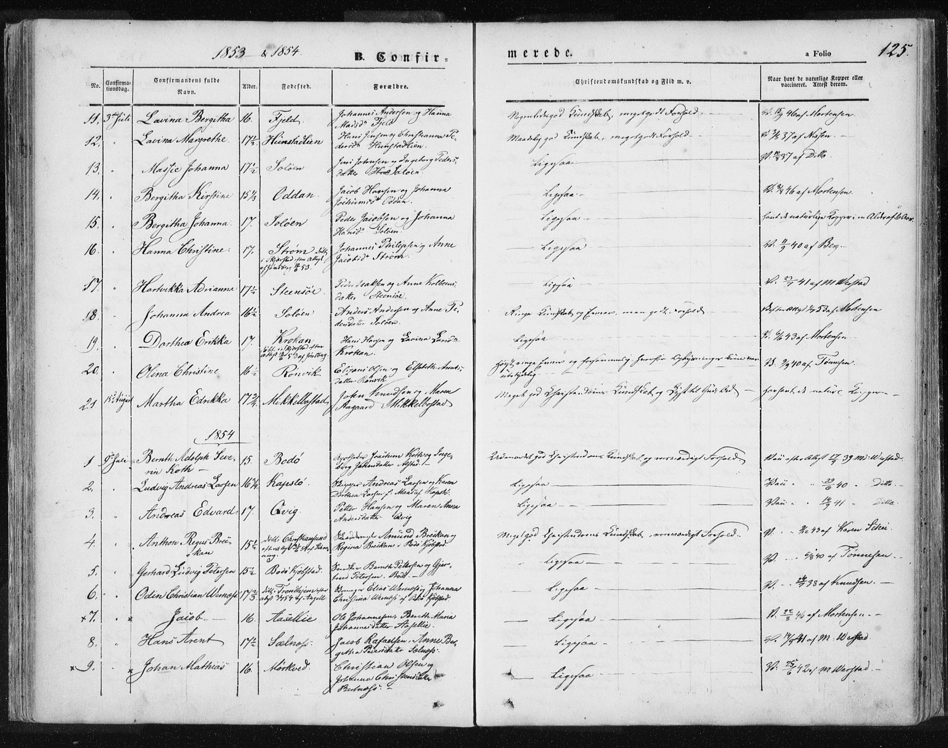 Ministerialprotokoller, klokkerbøker og fødselsregistre - Nordland, SAT/A-1459/801/L0007: Parish register (official) no. 801A07, 1845-1863, p. 125