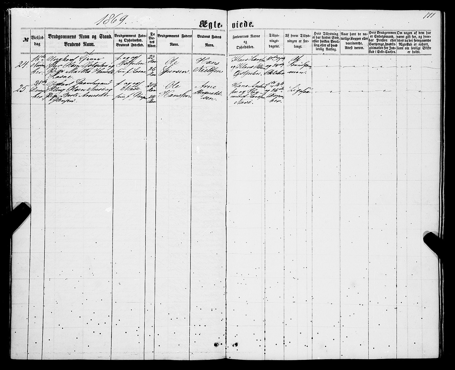 Gulen sokneprestembete, AV/SAB-A-80201/H/Haa/Haaa/L0022: Parish register (official) no. A 22, 1859-1869, p. 177