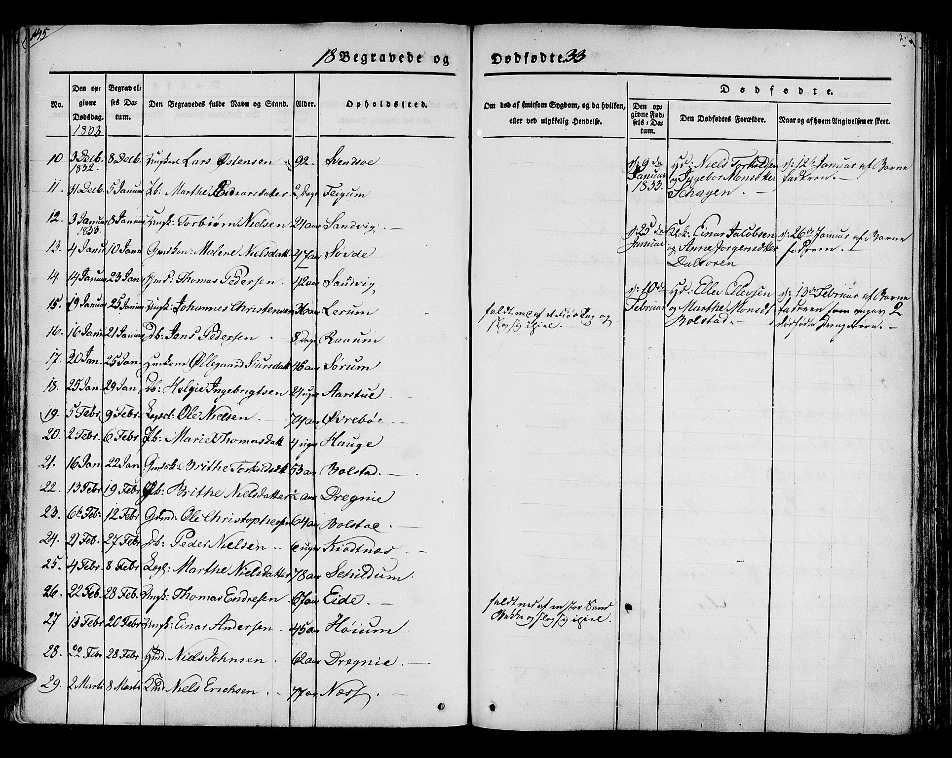 Luster sokneprestembete, SAB/A-81101/H/Haa/Haaa/L0005: Parish register (official) no. A 5, 1831-1841, p. 145