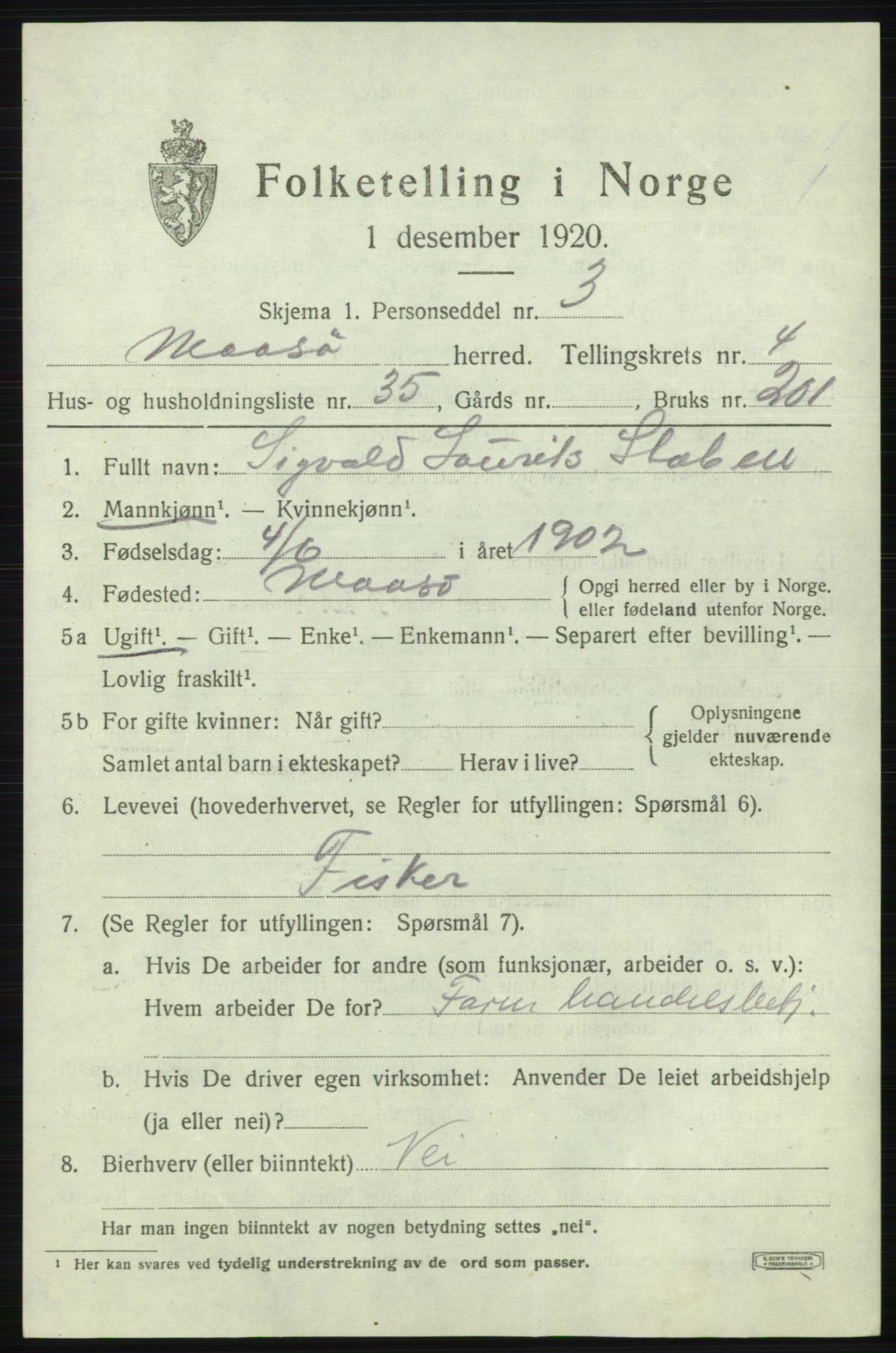 SATØ, 1920 census for Måsøy, 1920, p. 2228