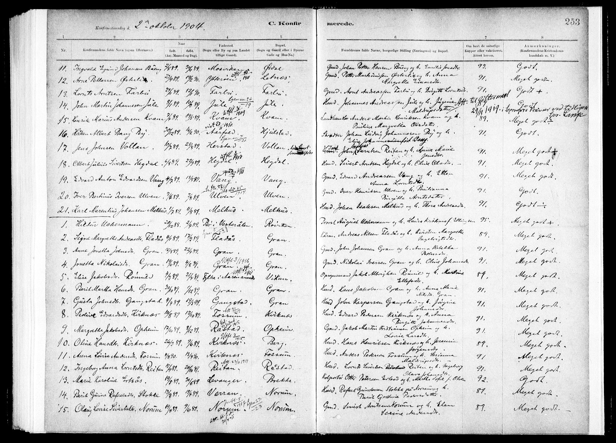 Ministerialprotokoller, klokkerbøker og fødselsregistre - Nord-Trøndelag, SAT/A-1458/730/L0285: Parish register (official) no. 730A10, 1879-1914, p. 253