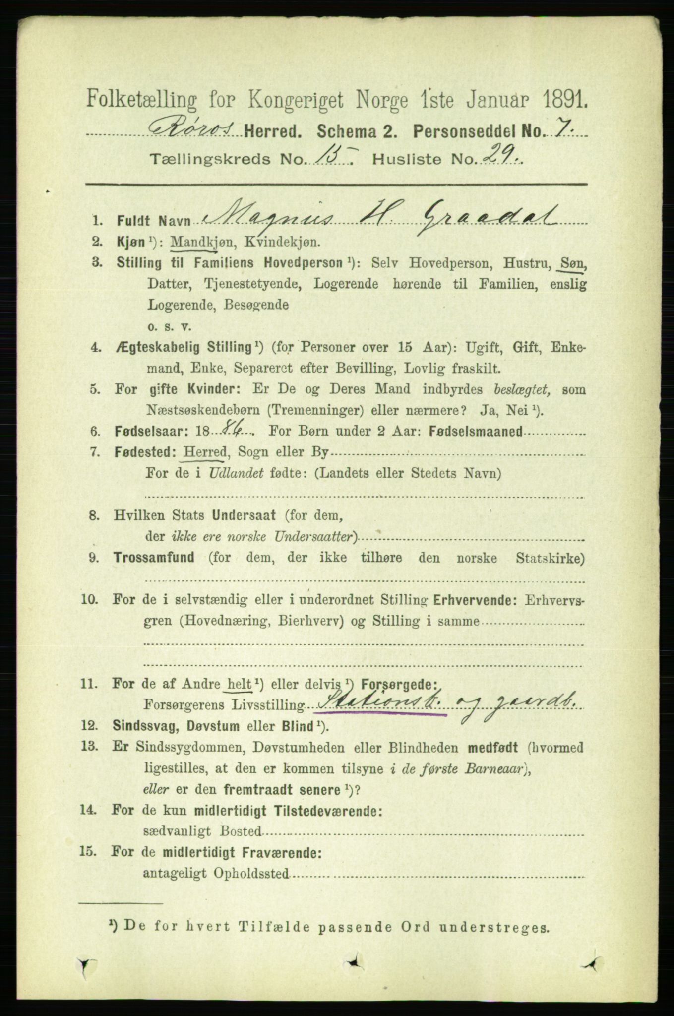 RA, 1891 census for 1640 Røros, 1891, p. 3528