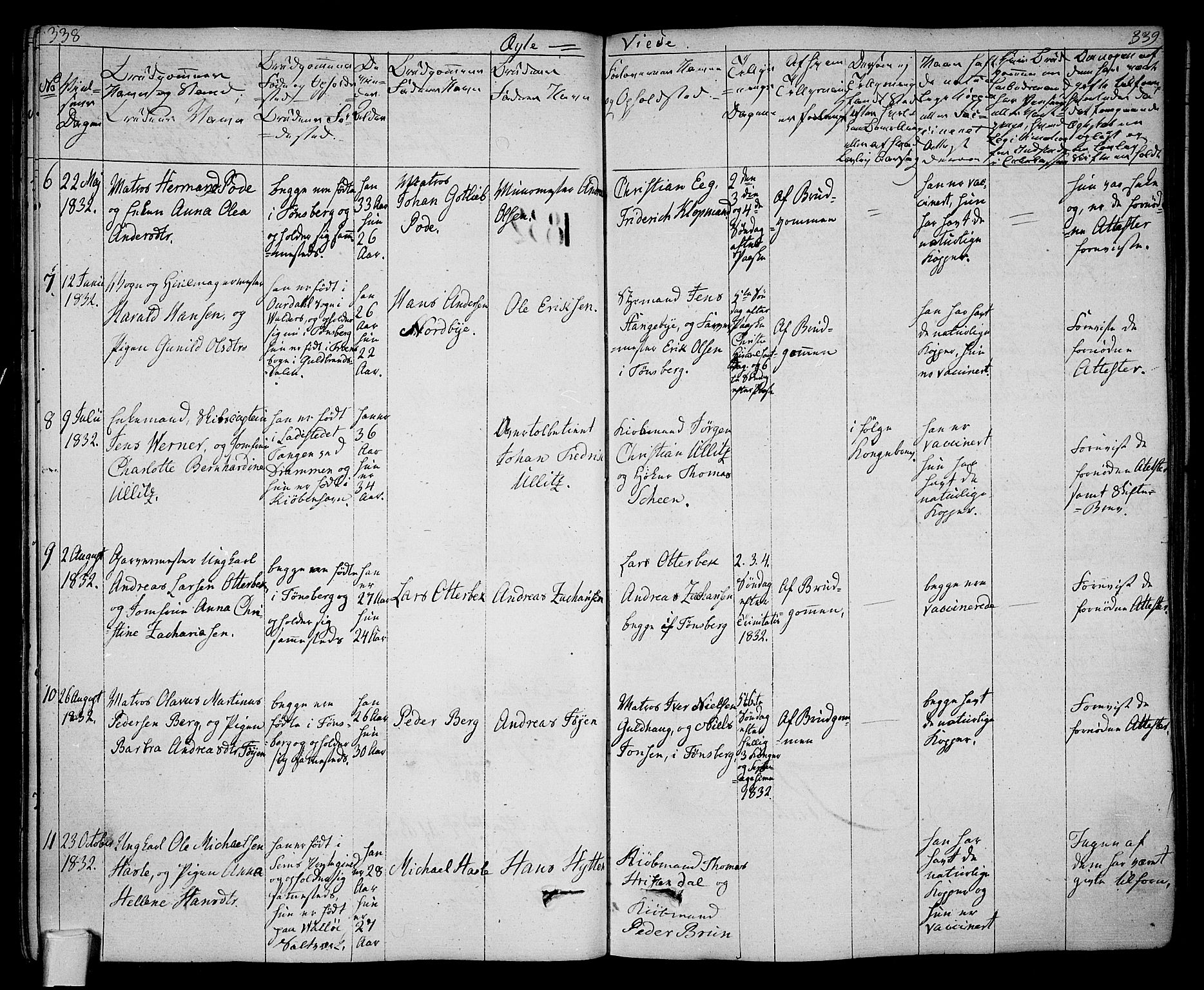 Tønsberg kirkebøker, AV/SAKO-A-330/F/Fa/L0005: Parish register (official) no. I 5, 1827-1836, p. 338-339