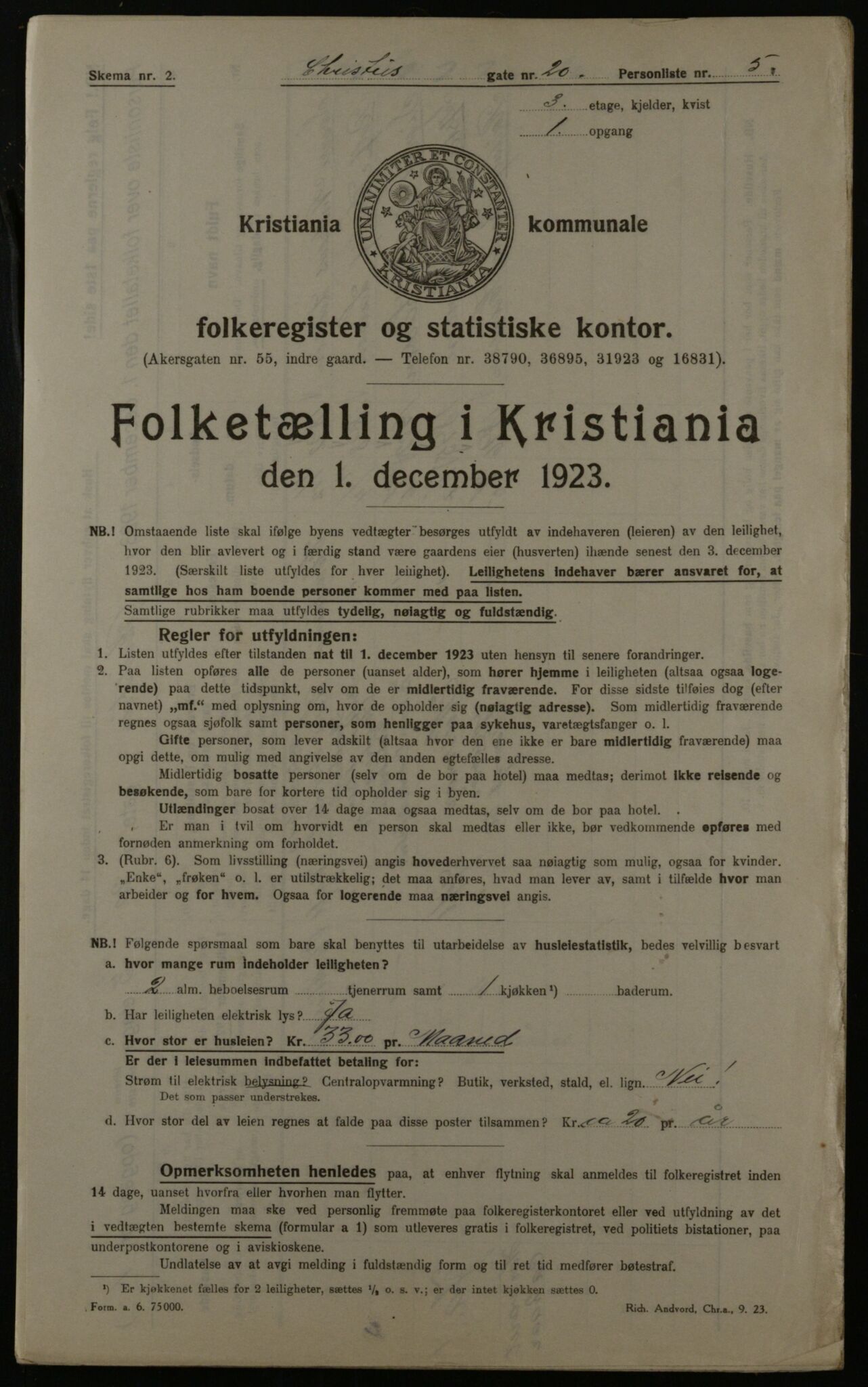 OBA, Municipal Census 1923 for Kristiania, 1923, p. 13679