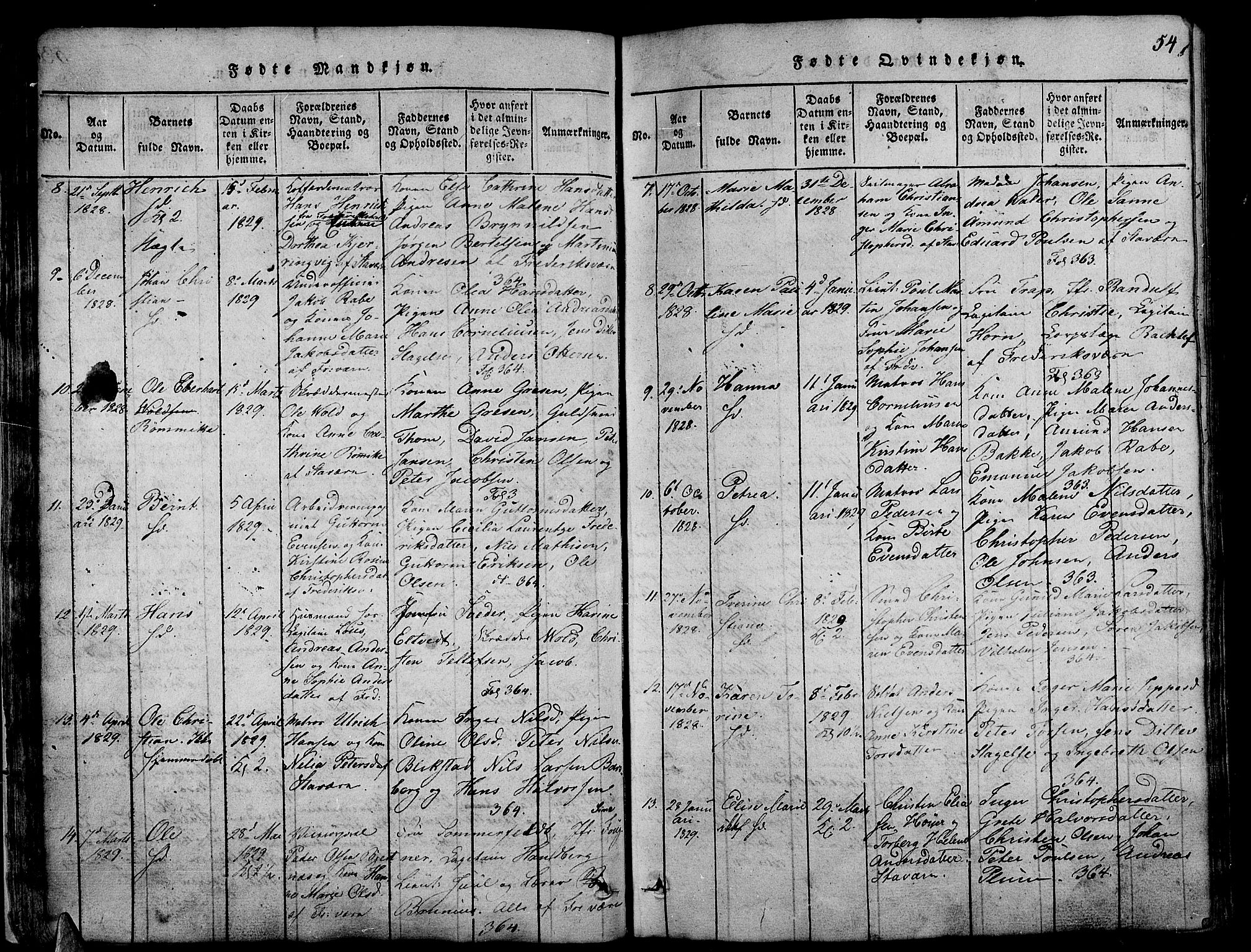 Stavern kirkebøker, AV/SAKO-A-318/G/Ga/L0001: Parish register (copy) no. 1, 1817-1841, p. 54