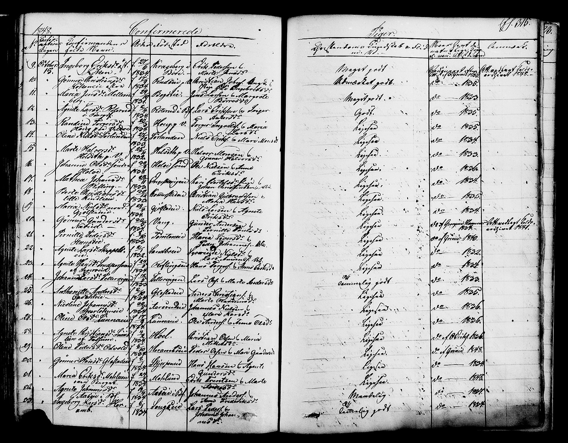 Ringsaker prestekontor, SAH/PREST-014/K/Ka/L0008: Parish register (official) no. 8, 1837-1850, p. 315