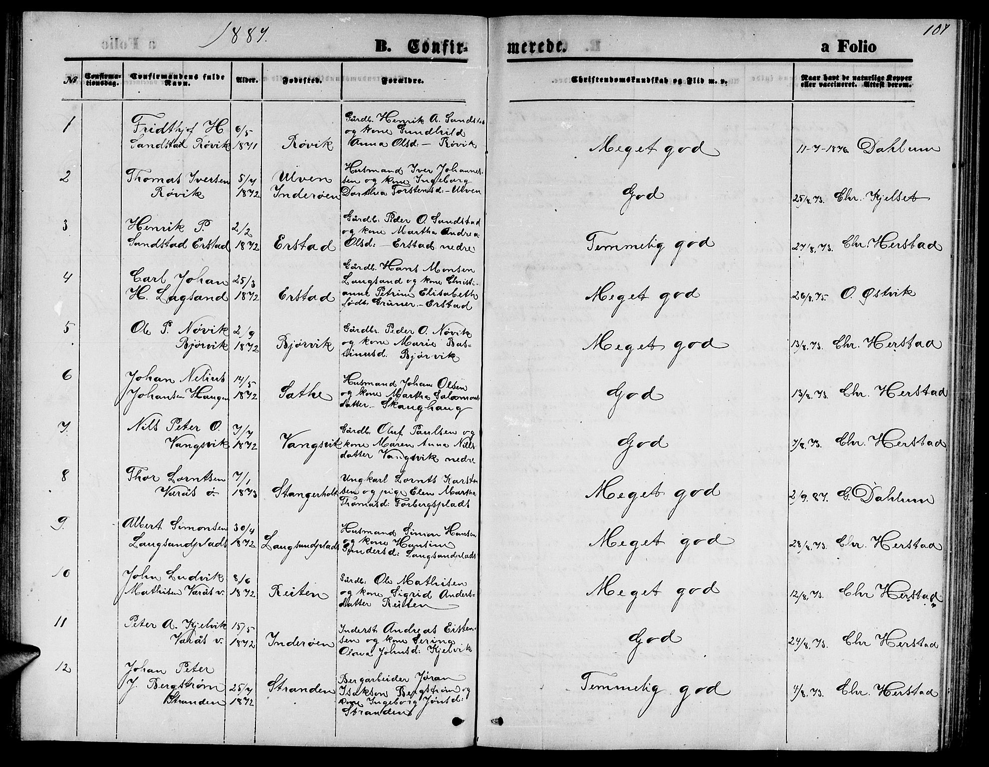 Ministerialprotokoller, klokkerbøker og fødselsregistre - Nord-Trøndelag, SAT/A-1458/722/L0225: Parish register (copy) no. 722C01, 1871-1888, p. 107