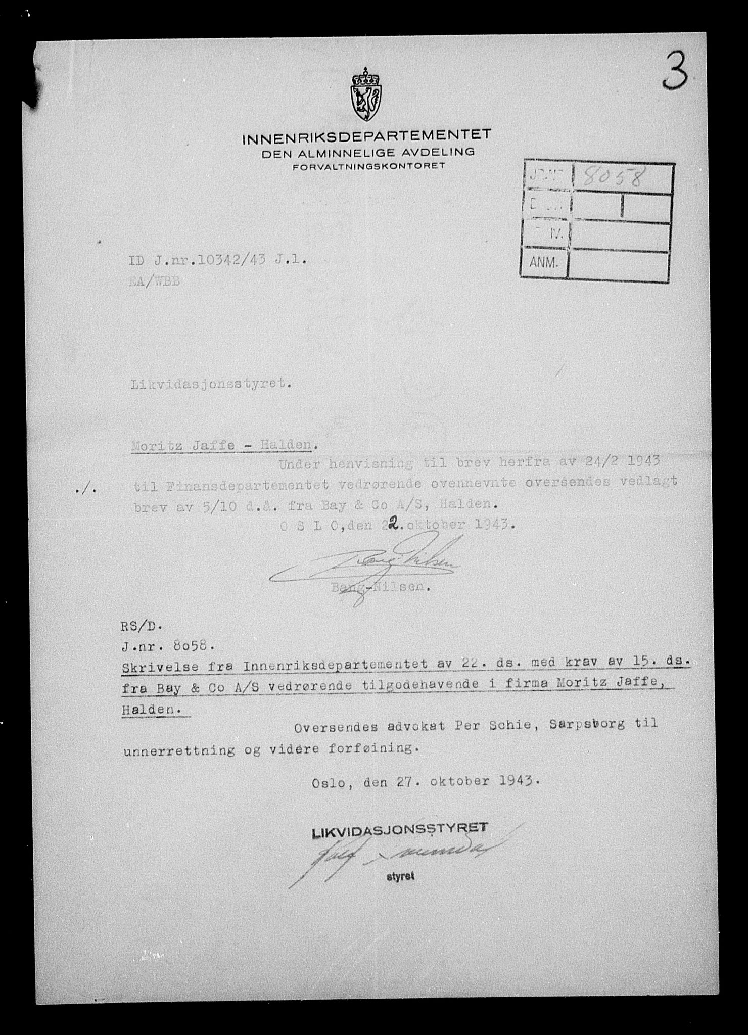 Justisdepartementet, Tilbakeføringskontoret for inndratte formuer, AV/RA-S-1564/H/Hc/Hcd/L1000: --, 1945-1947, p. 527