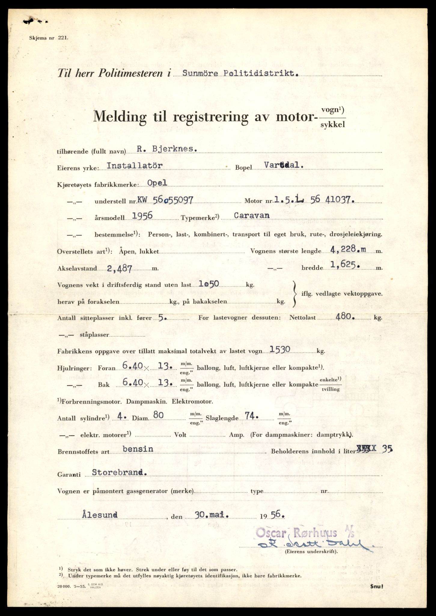 Møre og Romsdal vegkontor - Ålesund trafikkstasjon, SAT/A-4099/F/Fe/L0017: Registreringskort for kjøretøy T 1985 - T 10090, 1927-1998, p. 3043