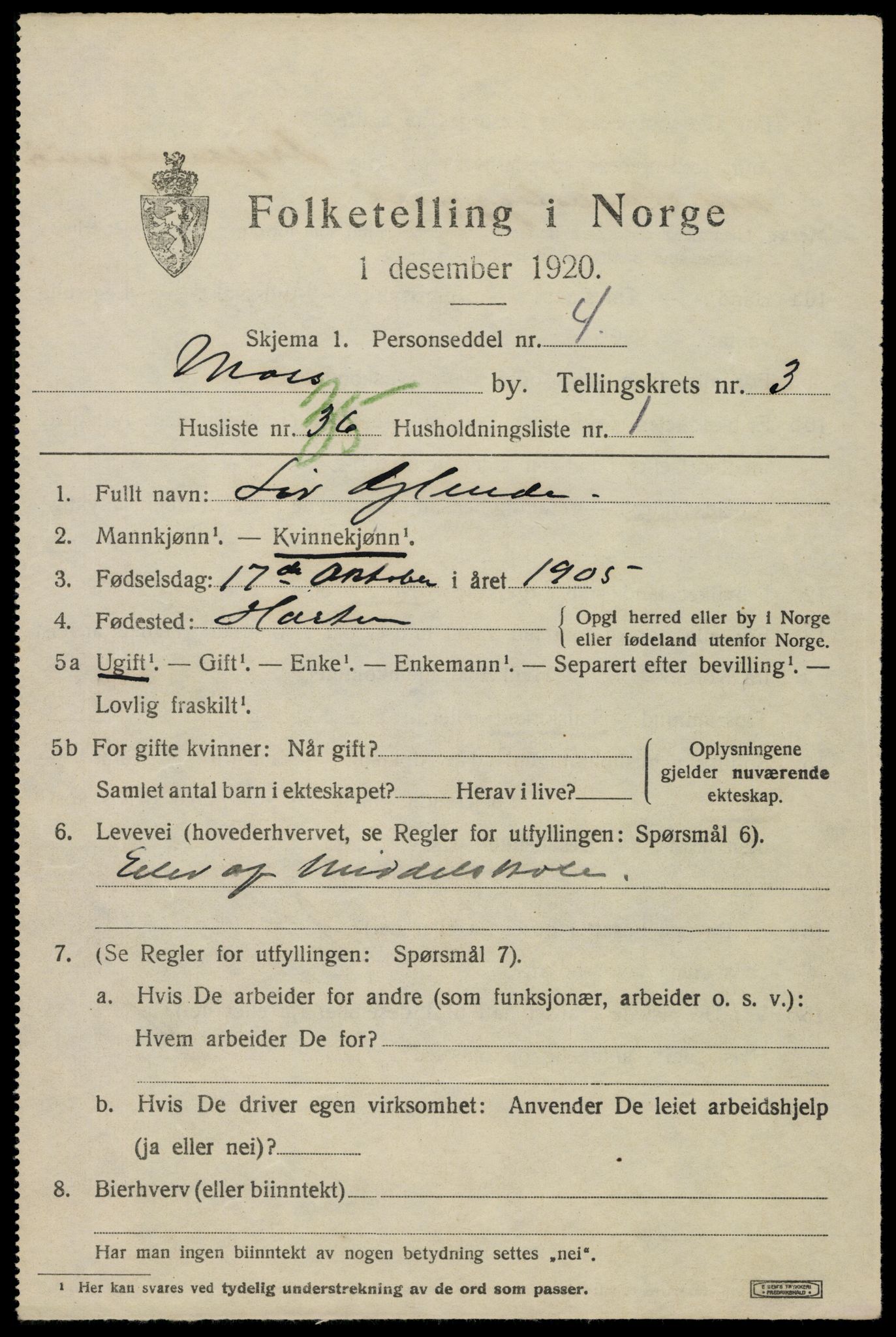 SAO, 1920 census for Moss, 1920, p. 12083