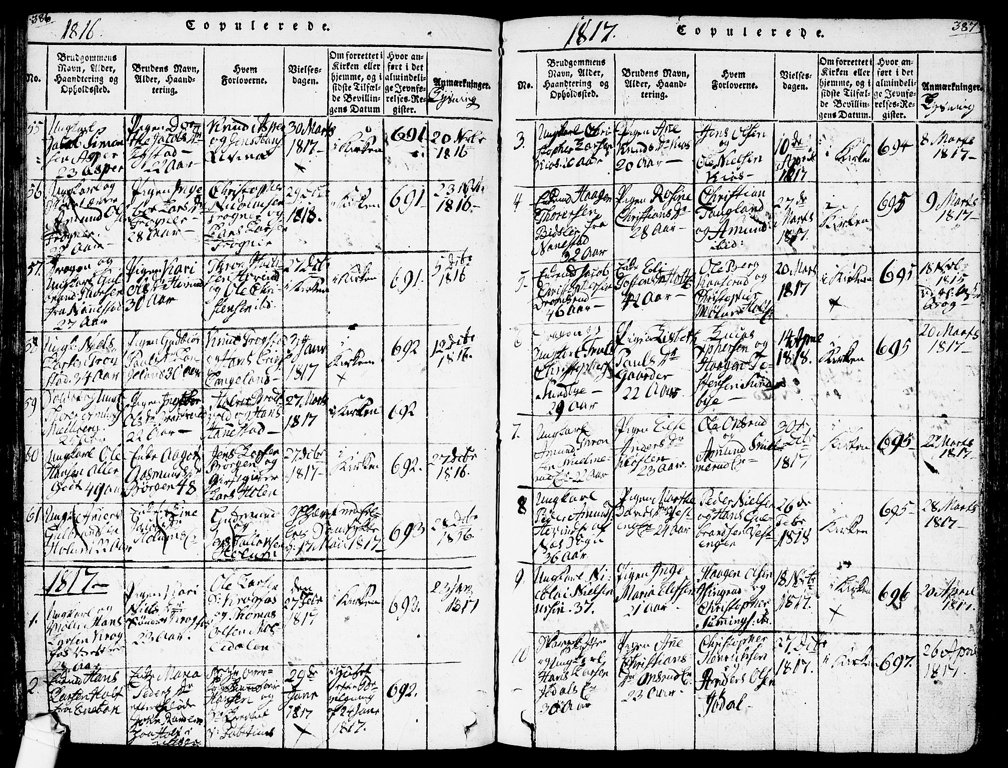 Ullensaker prestekontor Kirkebøker, SAO/A-10236a/F/Fa/L0013: Parish register (official) no. I 13, 1815-1835, p. 386-387