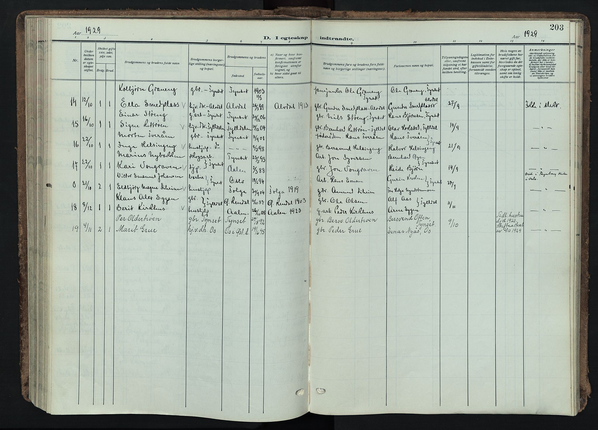 Tynset prestekontor, AV/SAH-PREST-058/H/Ha/Haa/L0026: Parish register (official) no. 26, 1915-1929, p. 203