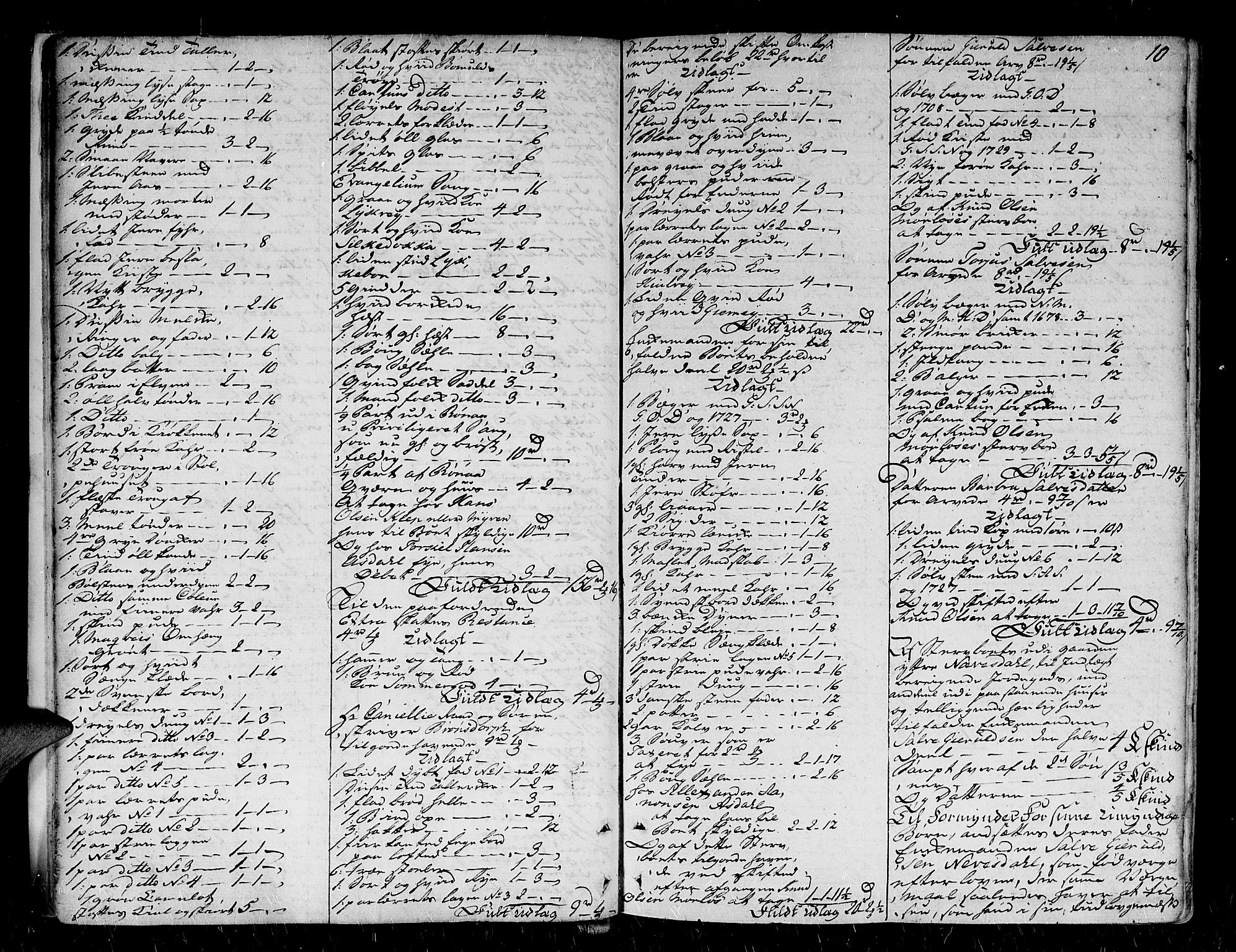 Nedenes sorenskriveri før 1824, AV/SAK-1221-0007/H/Hc/L0033: Skifteprotokoll med register nr 22a, 1767-1772, p. 9b-10a