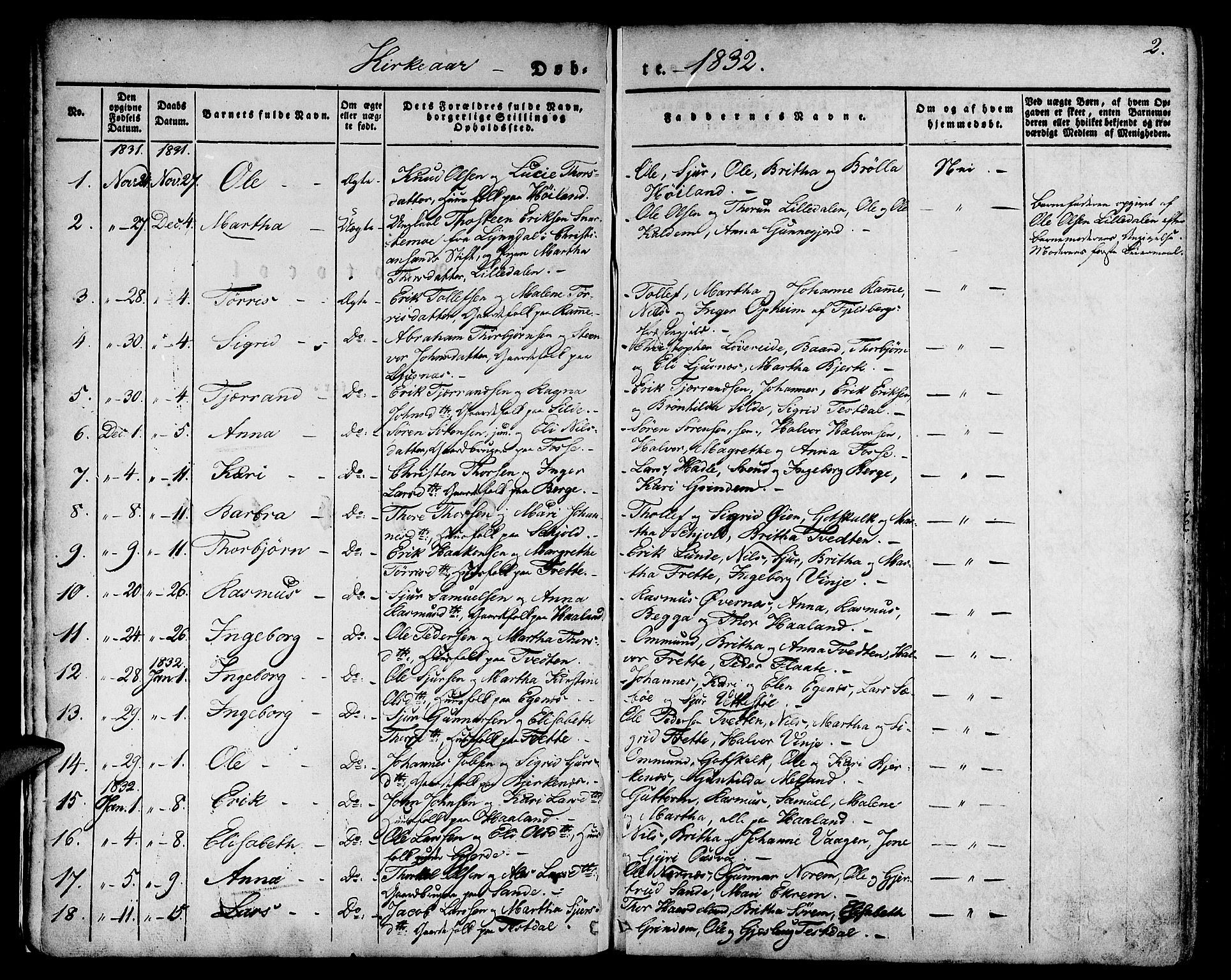 Etne sokneprestembete, AV/SAB-A-75001/H/Haa: Parish register (official) no. A 7, 1831-1847, p. 2