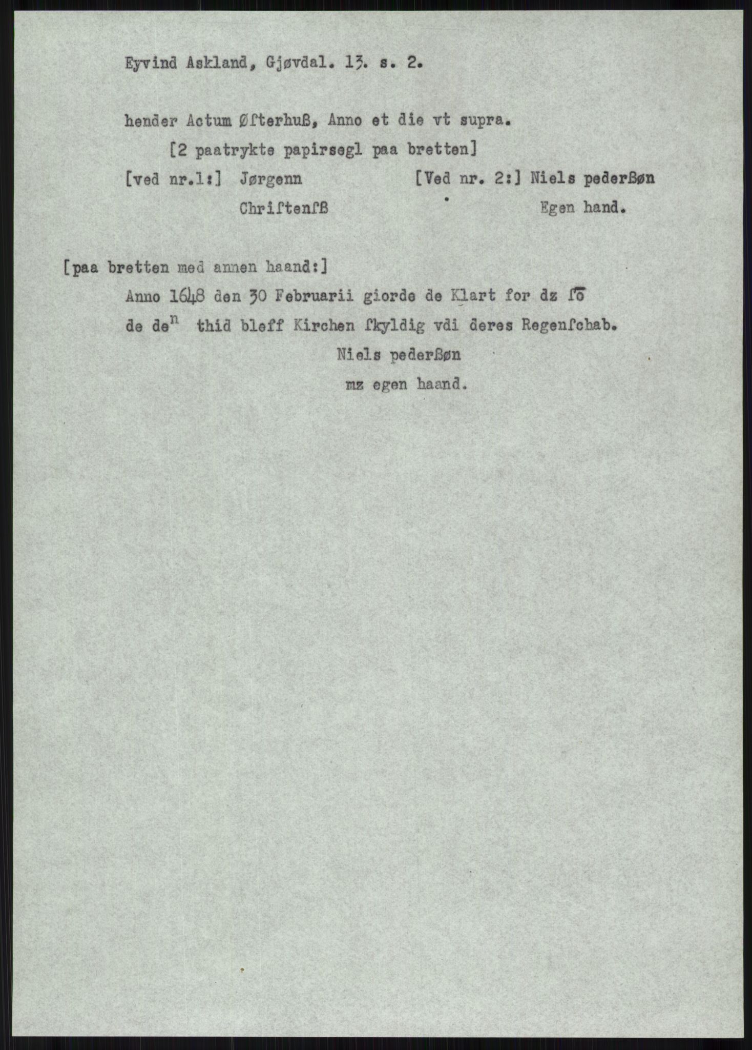 Samlinger til kildeutgivelse, Diplomavskriftsamlingen, AV/RA-EA-4053/H/Ha, p. 263