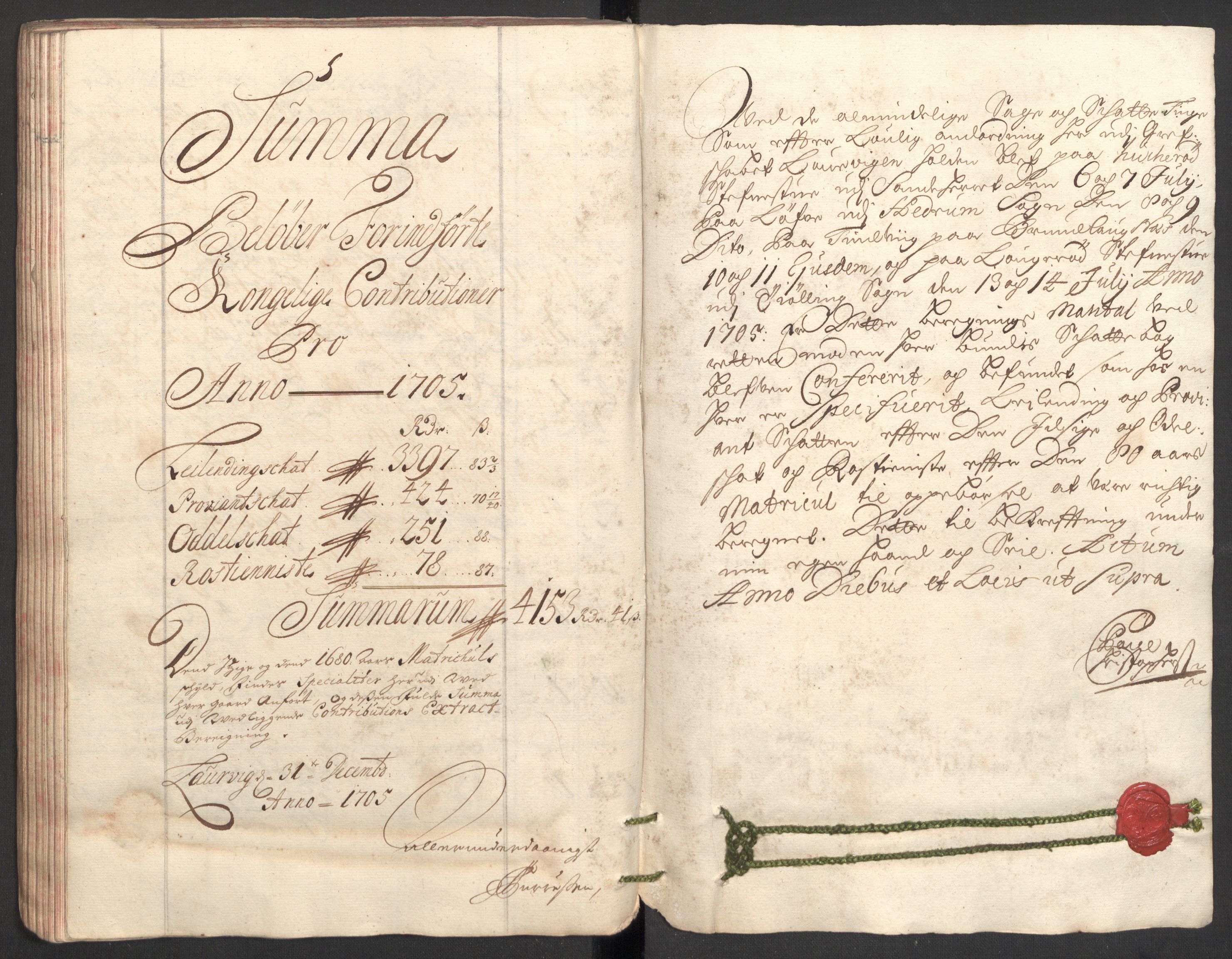 Rentekammeret inntil 1814, Reviderte regnskaper, Fogderegnskap, RA/EA-4092/R33/L1978: Fogderegnskap Larvik grevskap, 1704-1705, p. 375