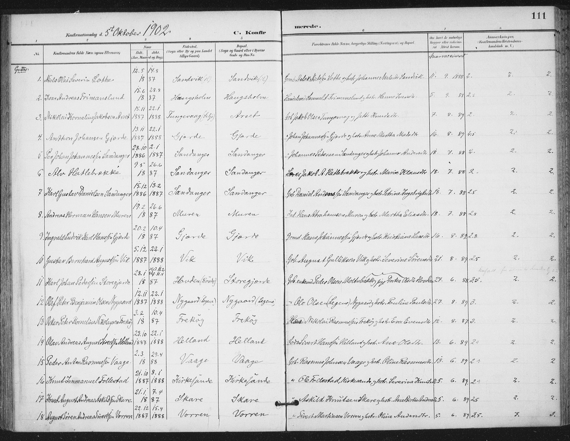 Ministerialprotokoller, klokkerbøker og fødselsregistre - Møre og Romsdal, AV/SAT-A-1454/503/L0038: Parish register (official) no. 503A06, 1901-1917, p. 111