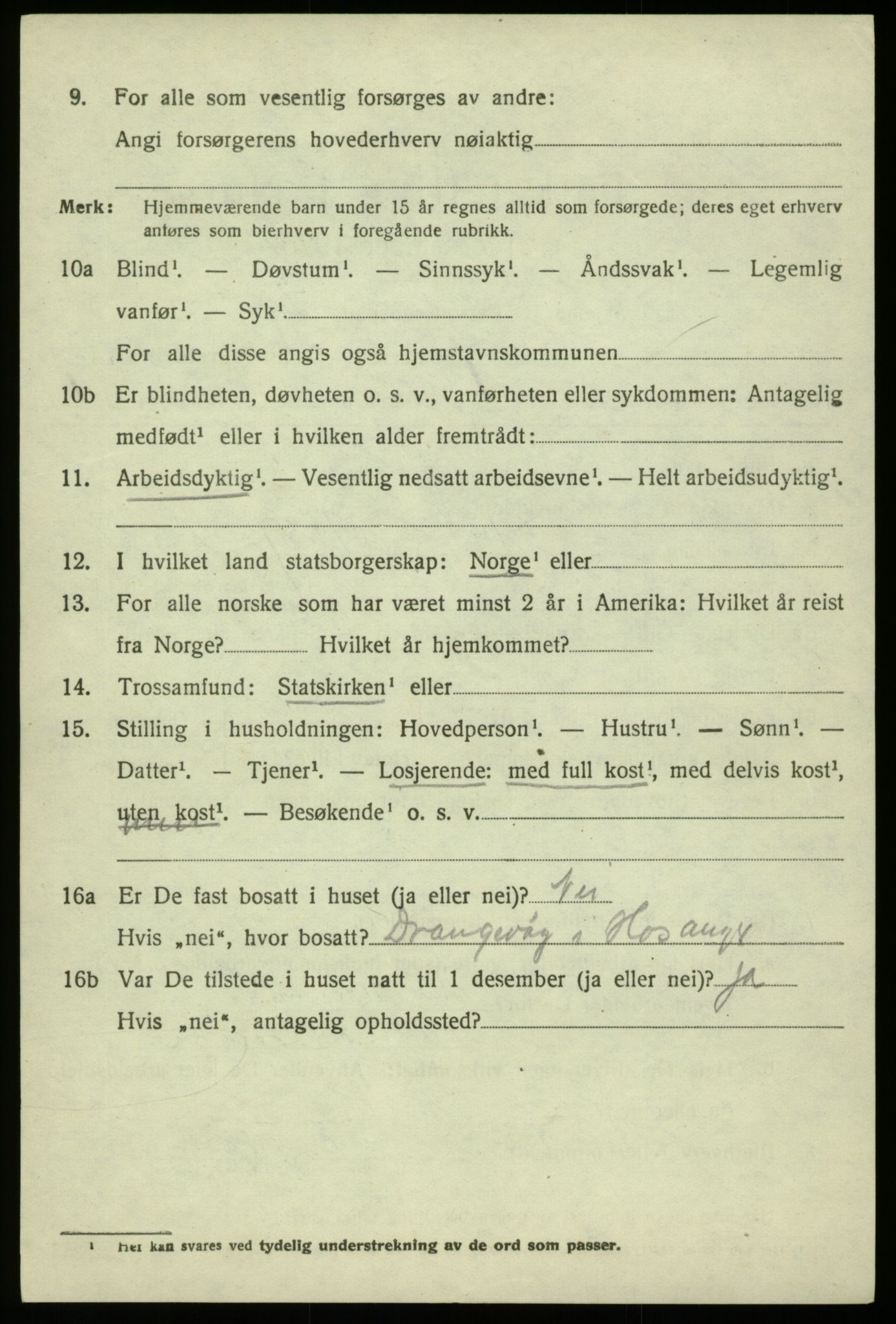 SAB, 1920 census for Hosanger, 1920, p. 4208