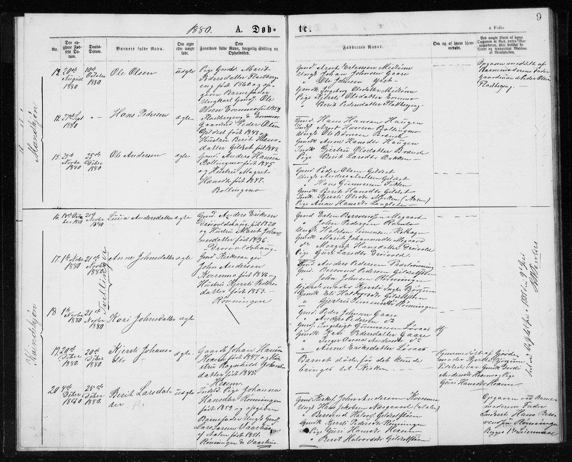 Ministerialprotokoller, klokkerbøker og fødselsregistre - Sør-Trøndelag, SAT/A-1456/685/L0977: Parish register (copy) no. 685C02, 1879-1890, p. 9
