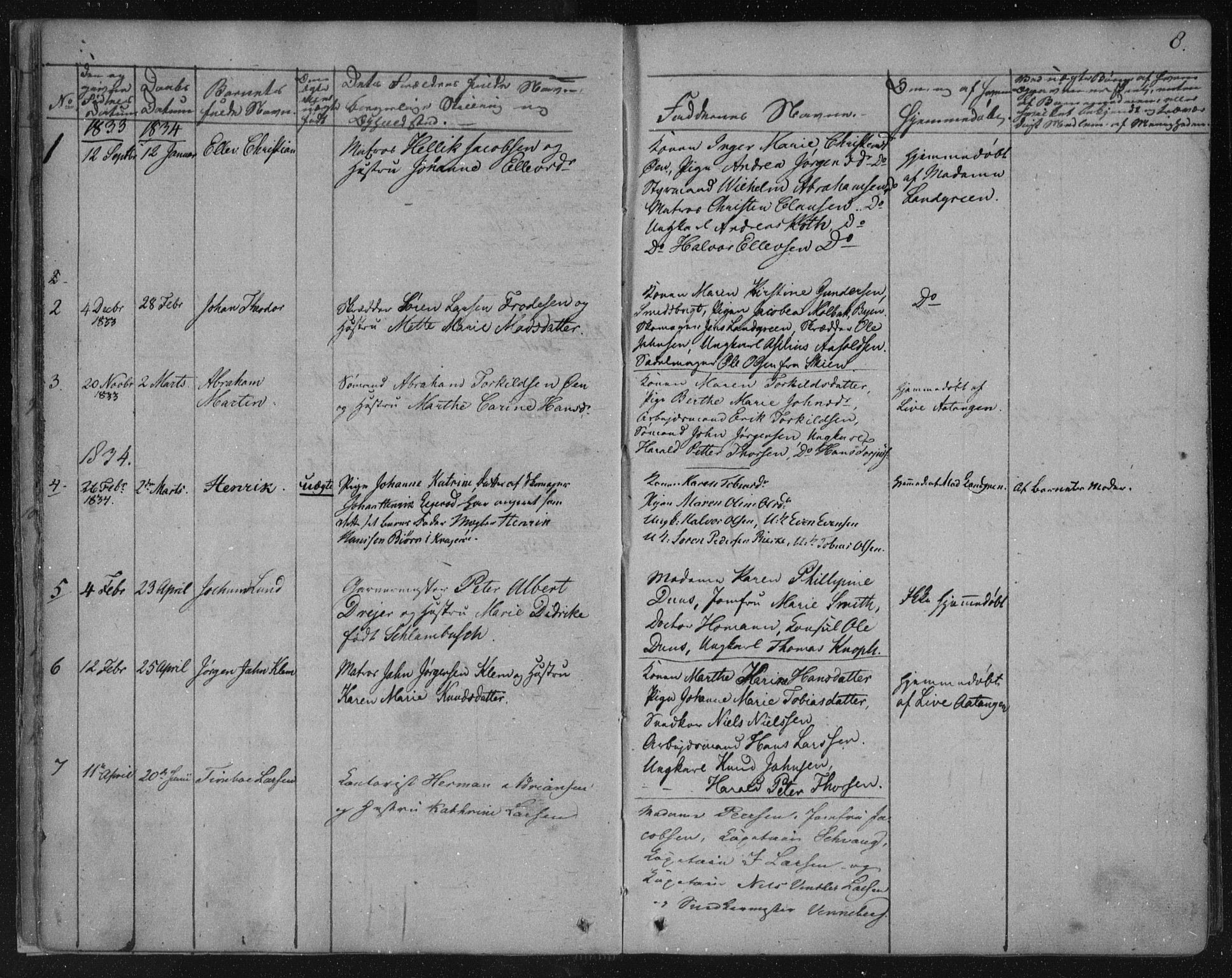 Kragerø kirkebøker, SAKO/A-278/F/Fa/L0005: Parish register (official) no. 5, 1832-1847, p. 8