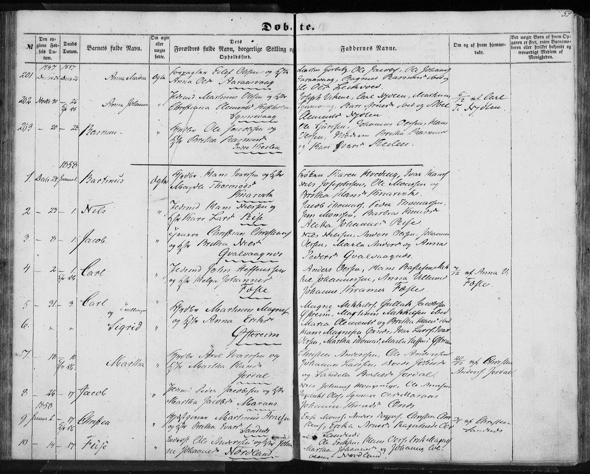 Lindås Sokneprestembete, SAB/A-76701/H/Haa: Parish register (official) no. A 11, 1854-1869, p. 59