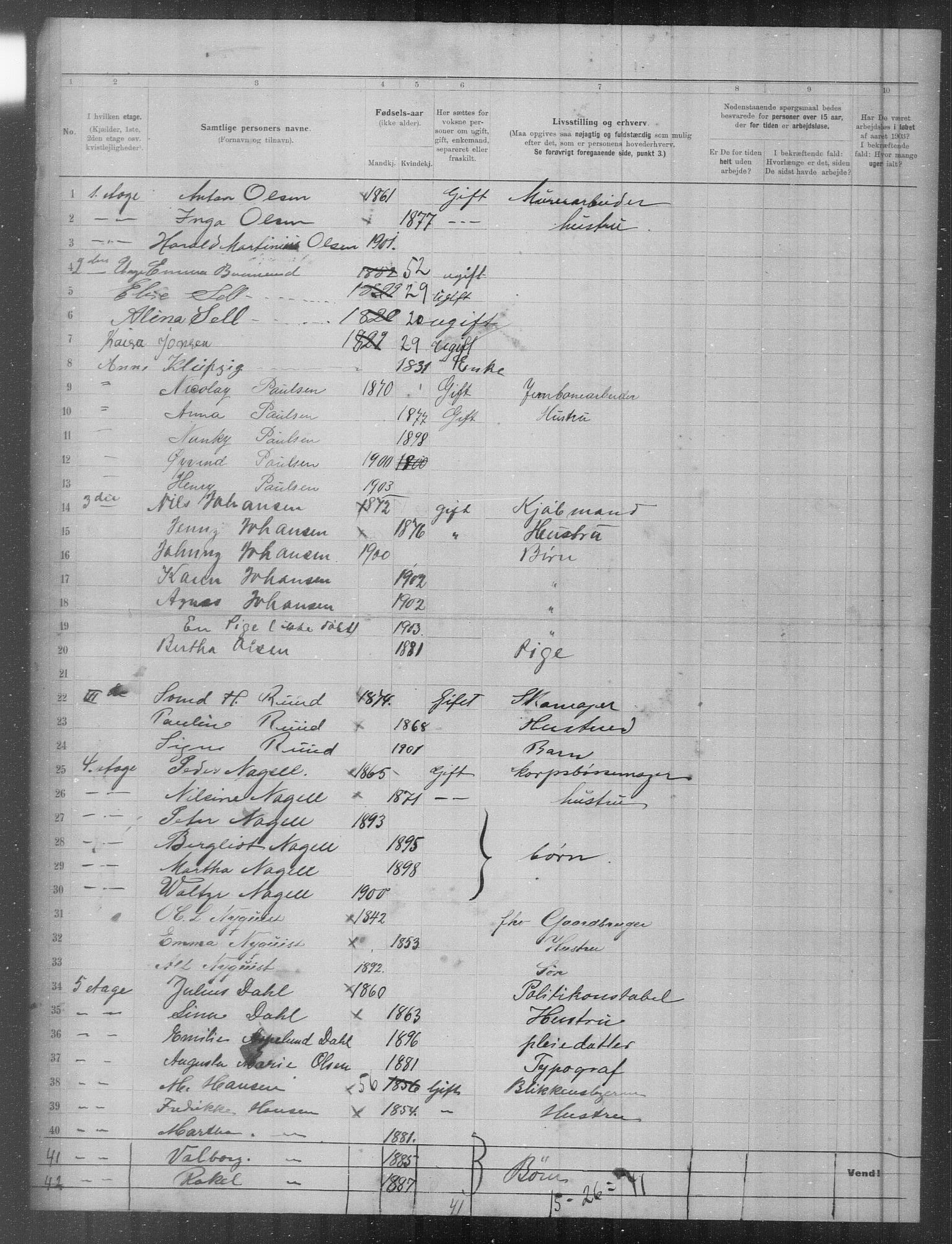 OBA, Municipal Census 1903 for Kristiania, 1903, p. 3524