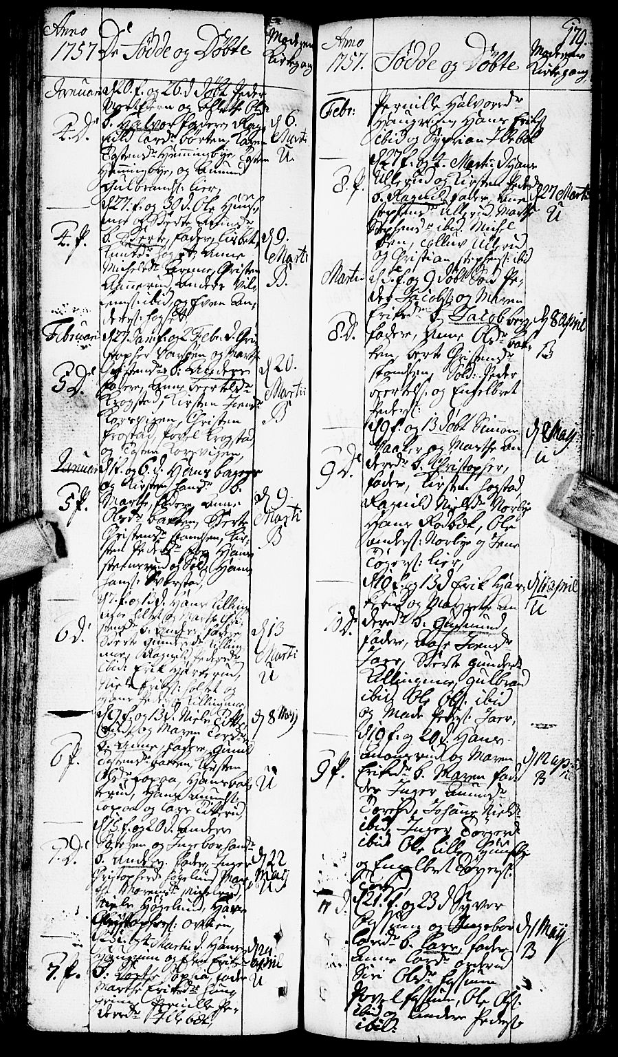 Aurskog prestekontor Kirkebøker, AV/SAO-A-10304a/F/Fa/L0002: Parish register (official) no. I 2, 1735-1766, p. 179