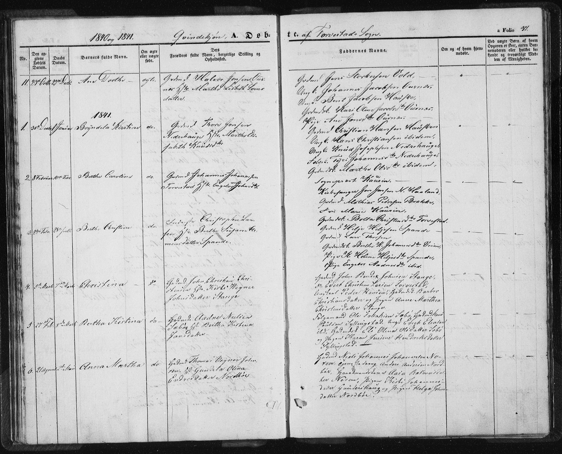 Torvastad sokneprestkontor, AV/SAST-A -101857/H/Ha/Haa/L0005: Parish register (official) no. A 5, 1836-1847, p. 37