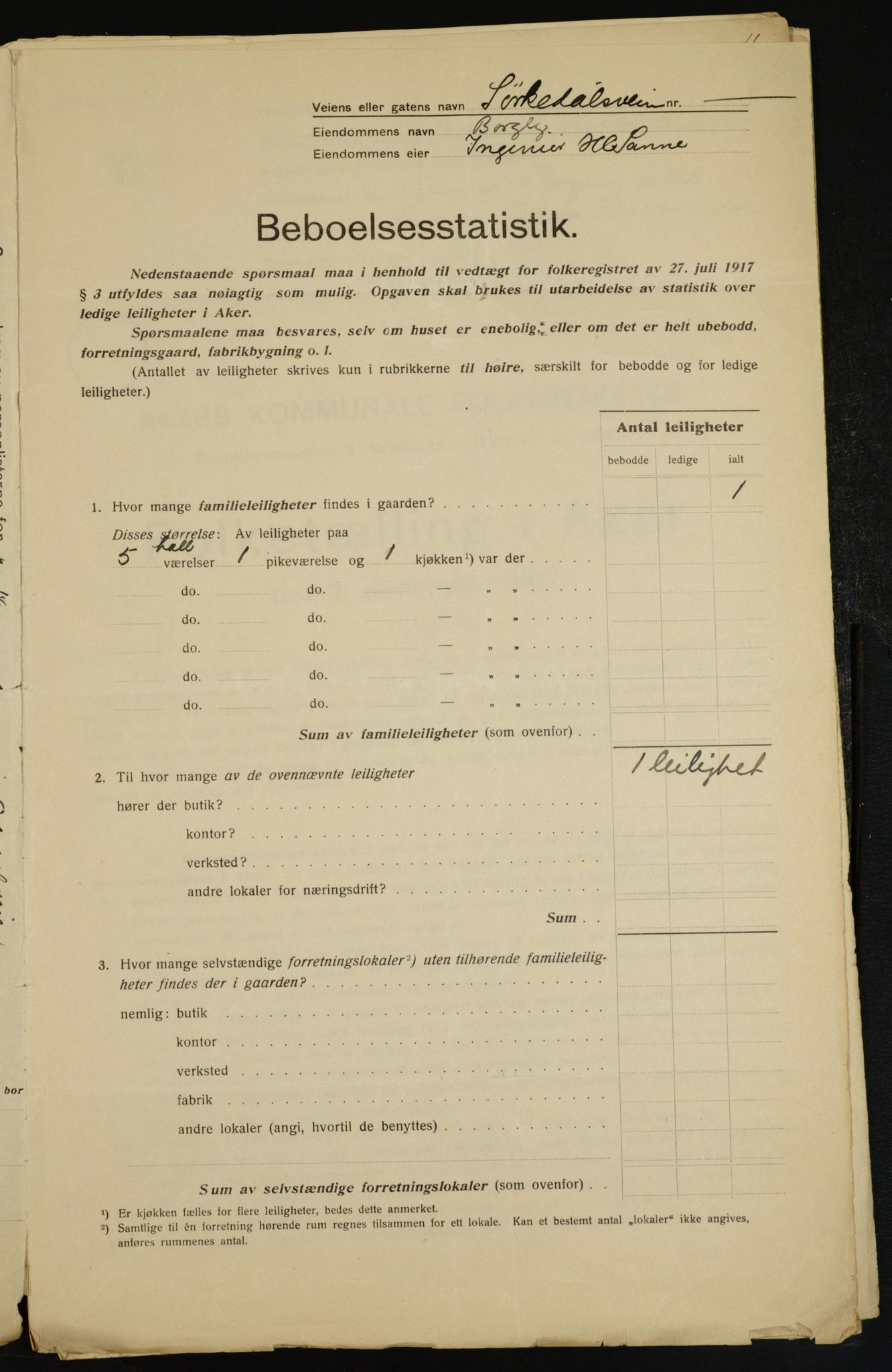 OBA, Municipal Census 1917 for Aker, 1917, p. 8824